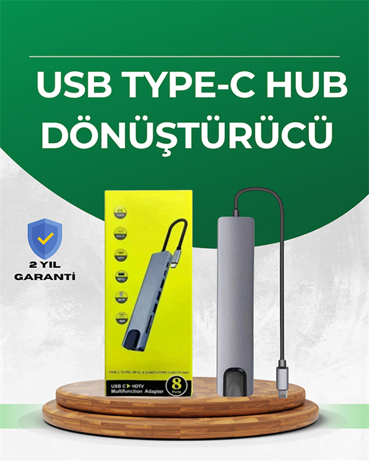 Type‑C Dönüştürücü – 2×USB3.0 SD/MS 4K HDMI & RJ45 ile Profesyonel Kullan