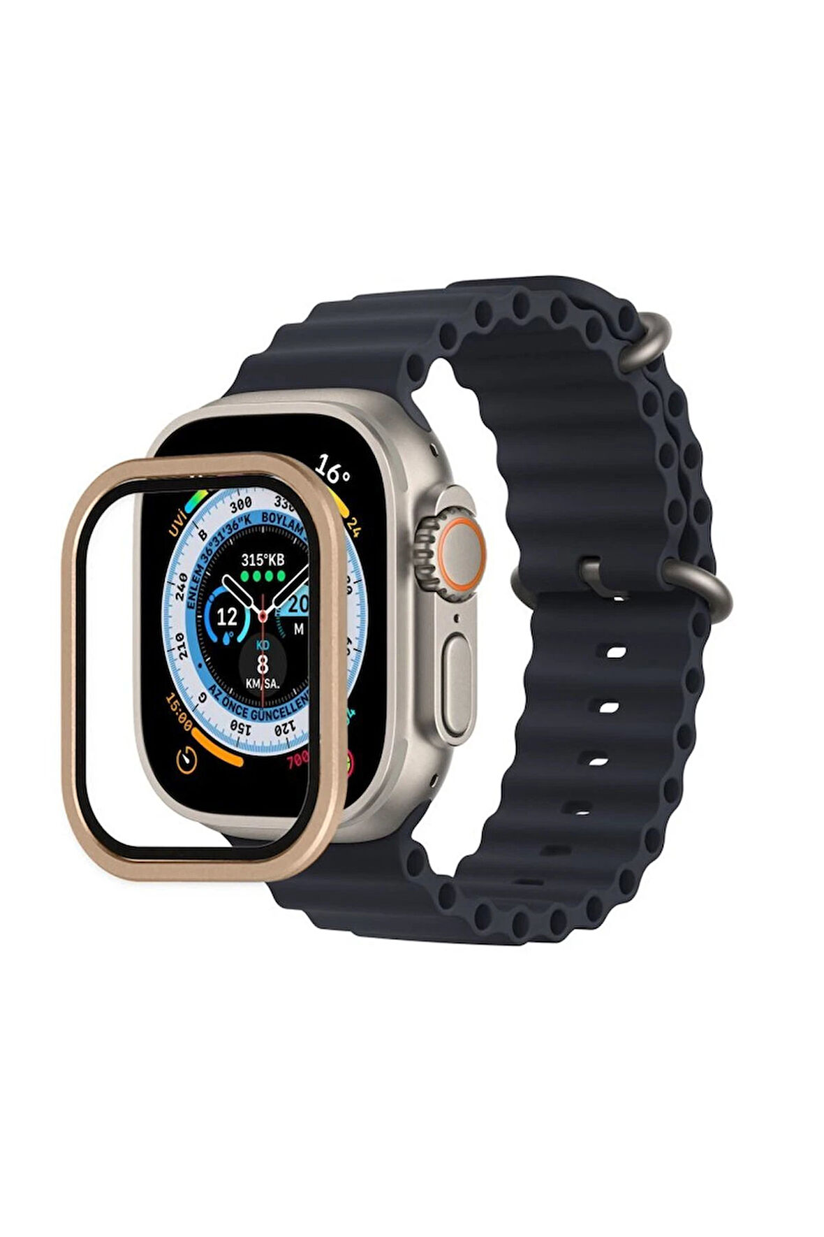 Apple Watch Ultra 49mm Alüminyum Kasa Cam Ekran Koruyucu - Yıldız Işığı-(5796