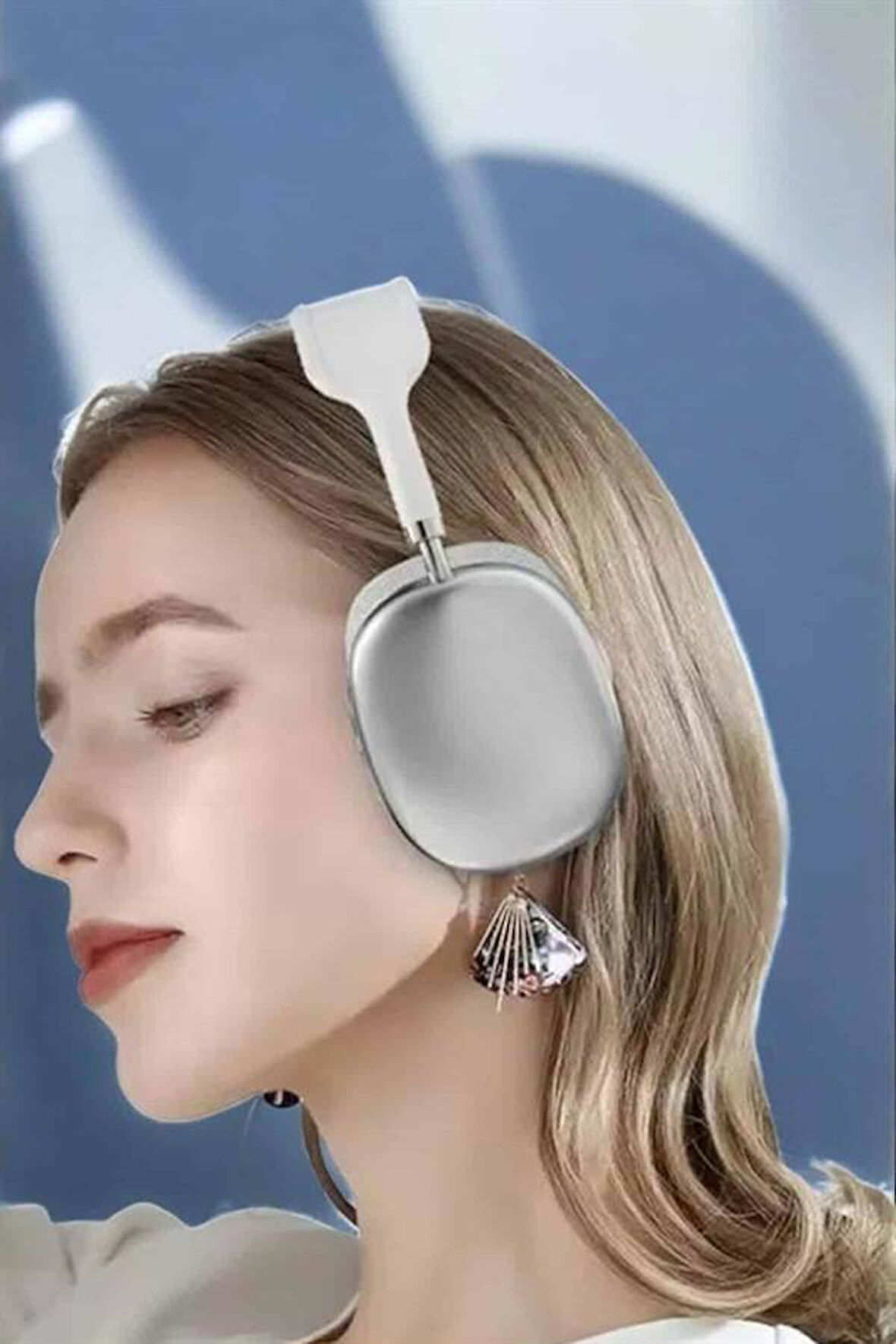 P9 Plus Kablosuz Kulak Üstü Bluetooth Kulaklık Beyaz Yüksek Ses Kaliteli