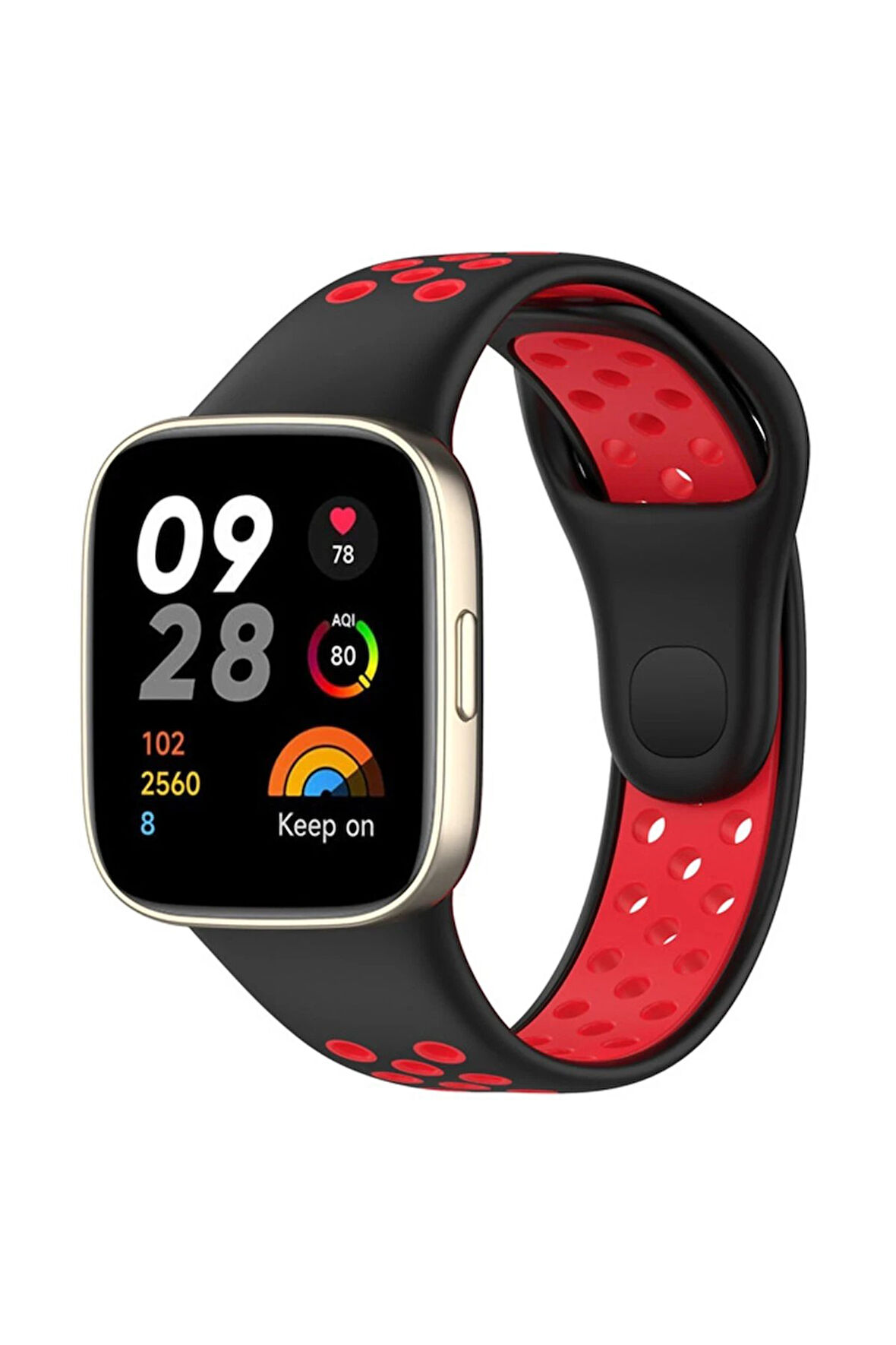 Xiaomi Redmi Watch 3 Spor Delikli Kordon - Siyah-Kırmızı-(5796)