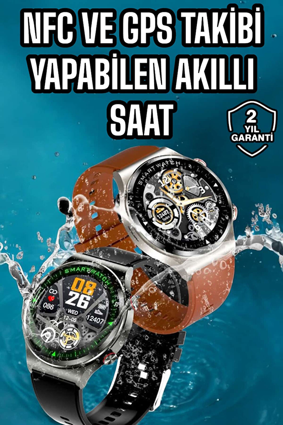 Bluetooth Bağlantılı Akıllı Saat Tüm Telefonlara Uyumlu Değiştirilebilir Kor