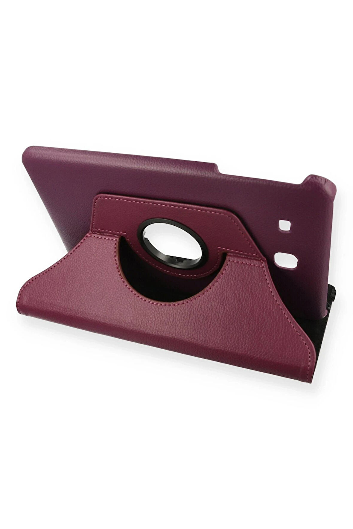 Samsung Galaxy T560 Tab E 9.7 Kılıf 360 Tablet Deri Kılıf - Mürdüm-(5796)