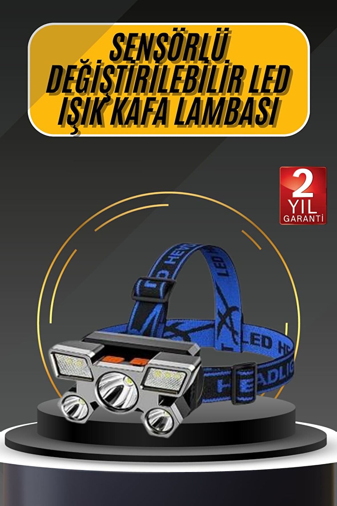 Kafa Lambası 800 Lümen 4 Mod Yüksek Işık Flaşörlü Şarjlı Led Lamba