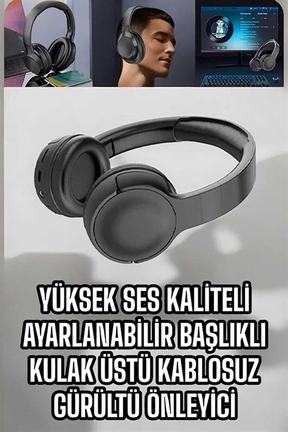 Kablosuz Bluetooth Kulaklık ANC/ENC Destekli Kulak Üstü Yüksek Ses Kaliteli