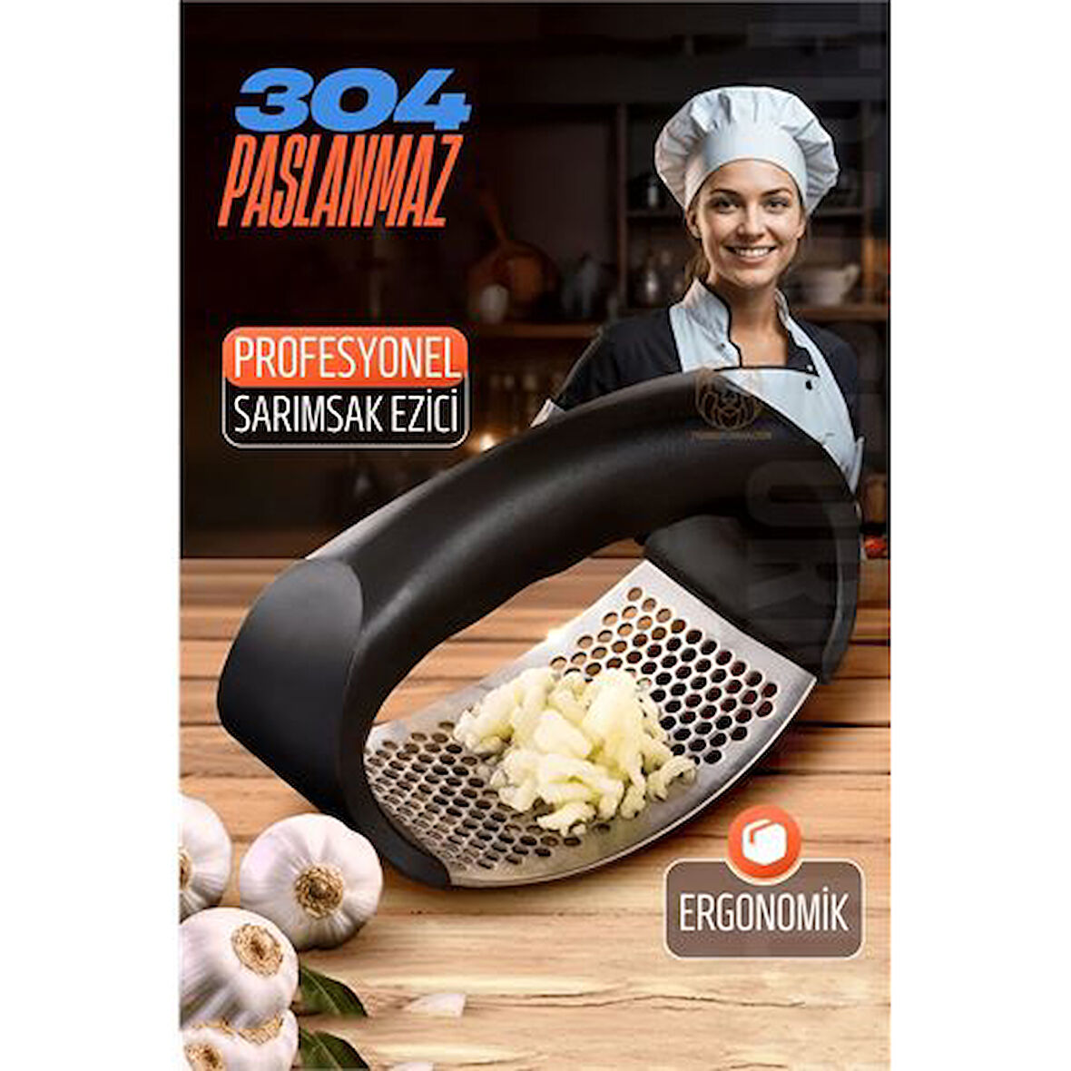 HSNET Sarımsak Ezici Zencefil Meyve Ezici 304 Paslanmaz Çelik