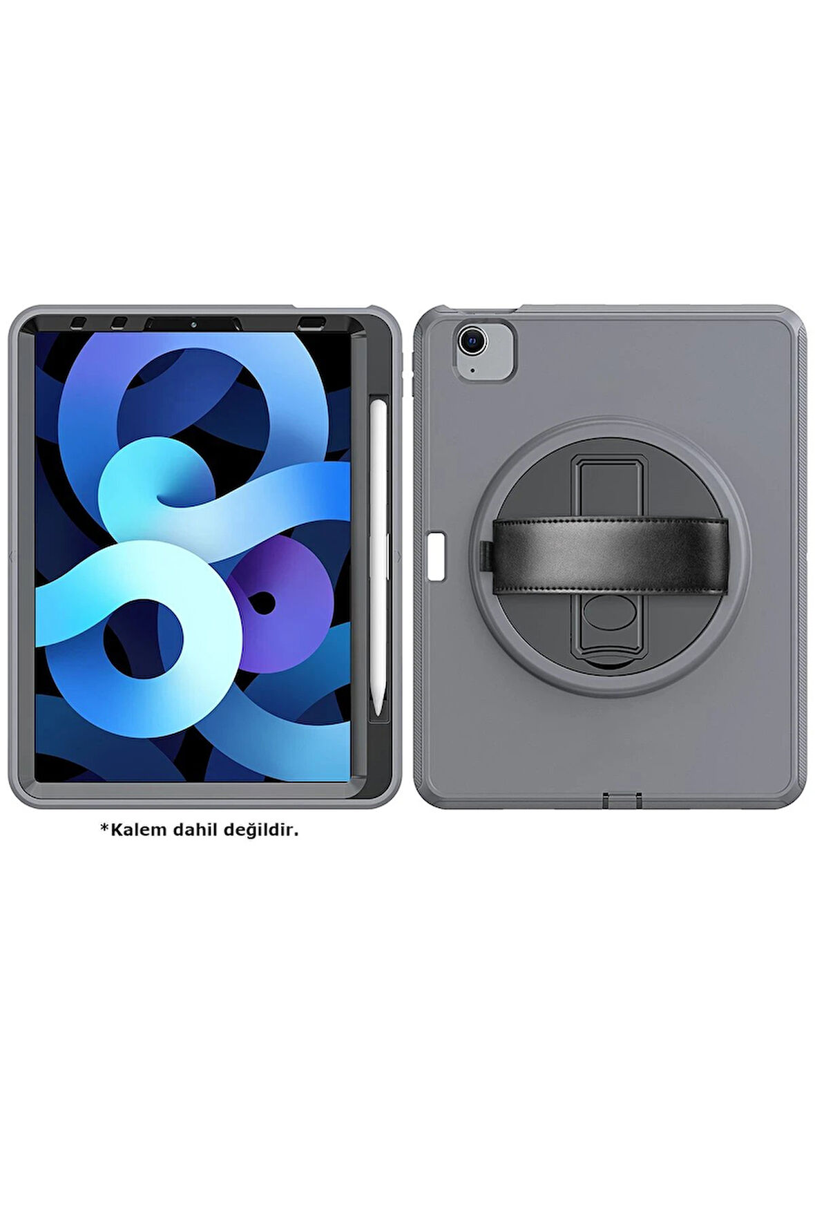 iPad 2022 10.9 (10.nesil) Kılıf Hand Strap Tablet Kılıfı - Gri-(5796)