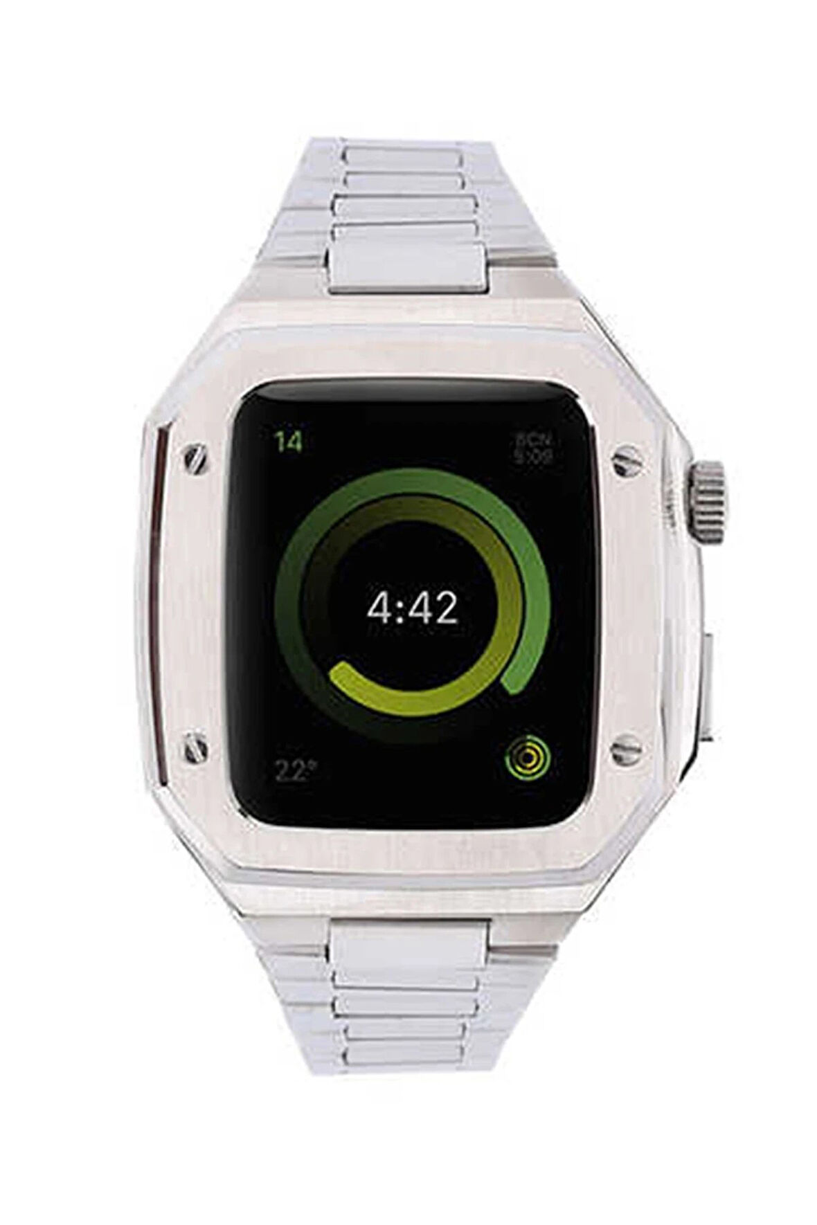 Apple Watch 44mm Metal Petek Kasalı Kordon - Gümüş-(5796)