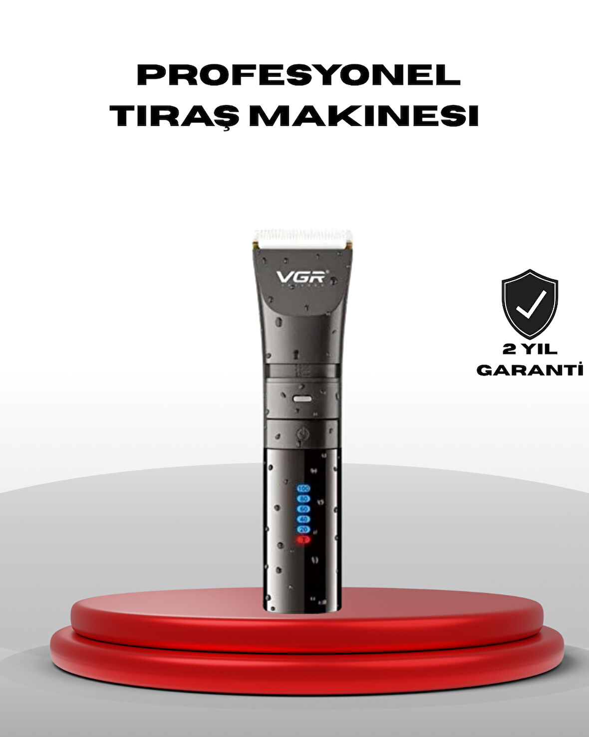 Şarjlı Tıraş Makinesi – Dijital Ekranlı IPX7 Su Geçirmez Titanyum Bıçaklı