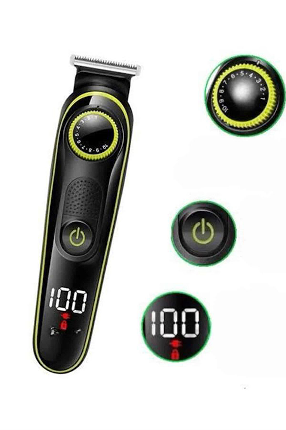 5 Başlıklı Şarjlı Tıraş Makinesi Led Ekran Saç Sakal Ense Tıraşına Uygun 