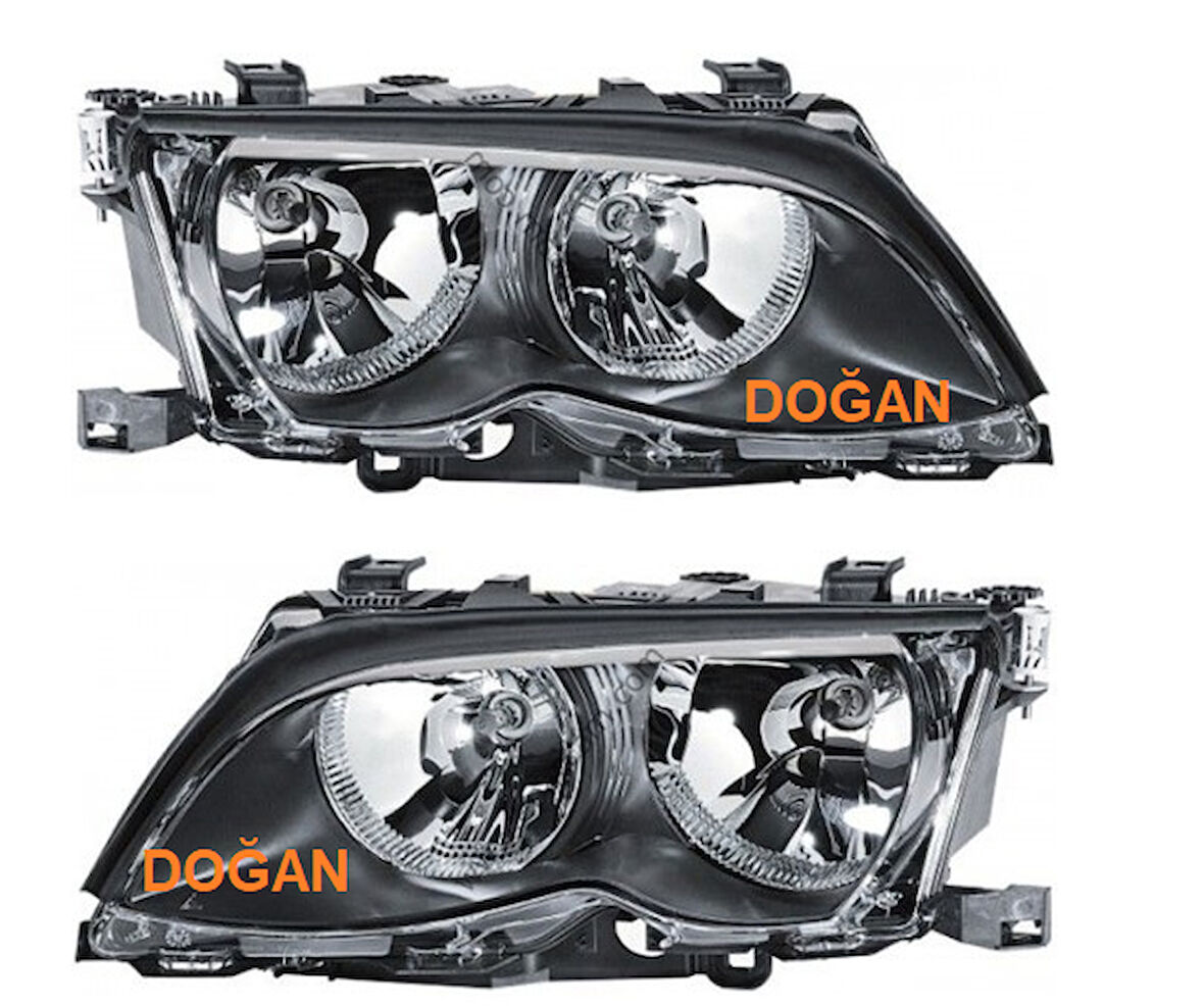 Bmw E46 Ön Far Sağ (Krom Zemin) 1998 Sonrası-2005 Sonrası Uyumlu