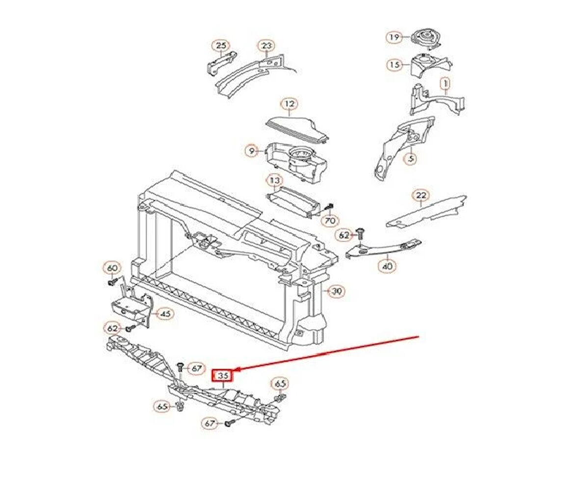 Volkswagen Scirocco Ön Panjur İç Destek 2015 Sonrası Uyumlu