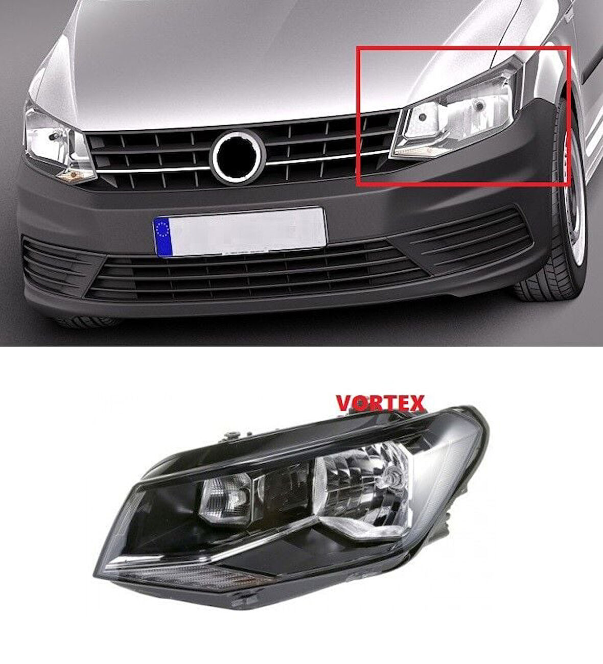 Volkswagen Caddy Ön Far Sol 2015 Sonrası Uyumlu