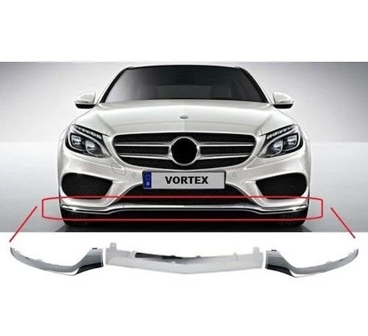 Mercedes AMG W205 2014 Sonrası Sol Ön Tampon Alt Nikelaj