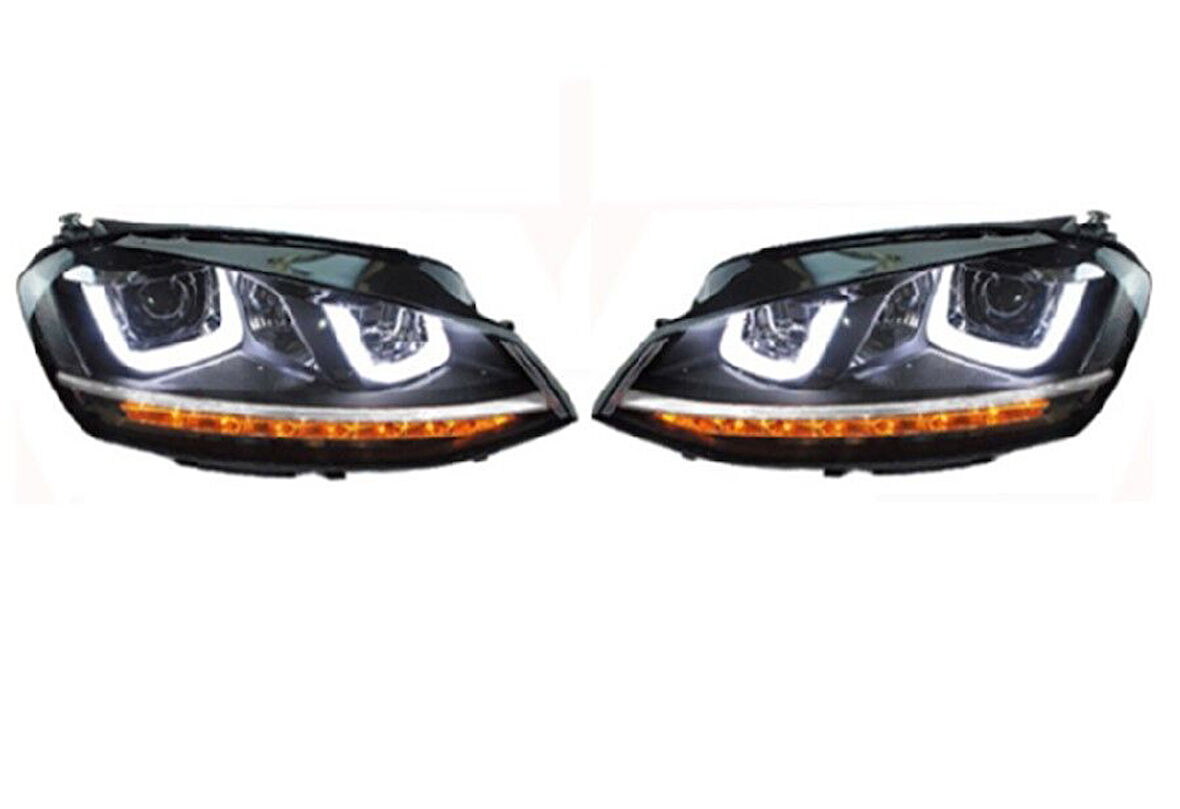 Volkswagen Golf 7 Ön Far Set (ÇIft U Led Kayar Sinyal) 2013 Sonrası Uyumlu