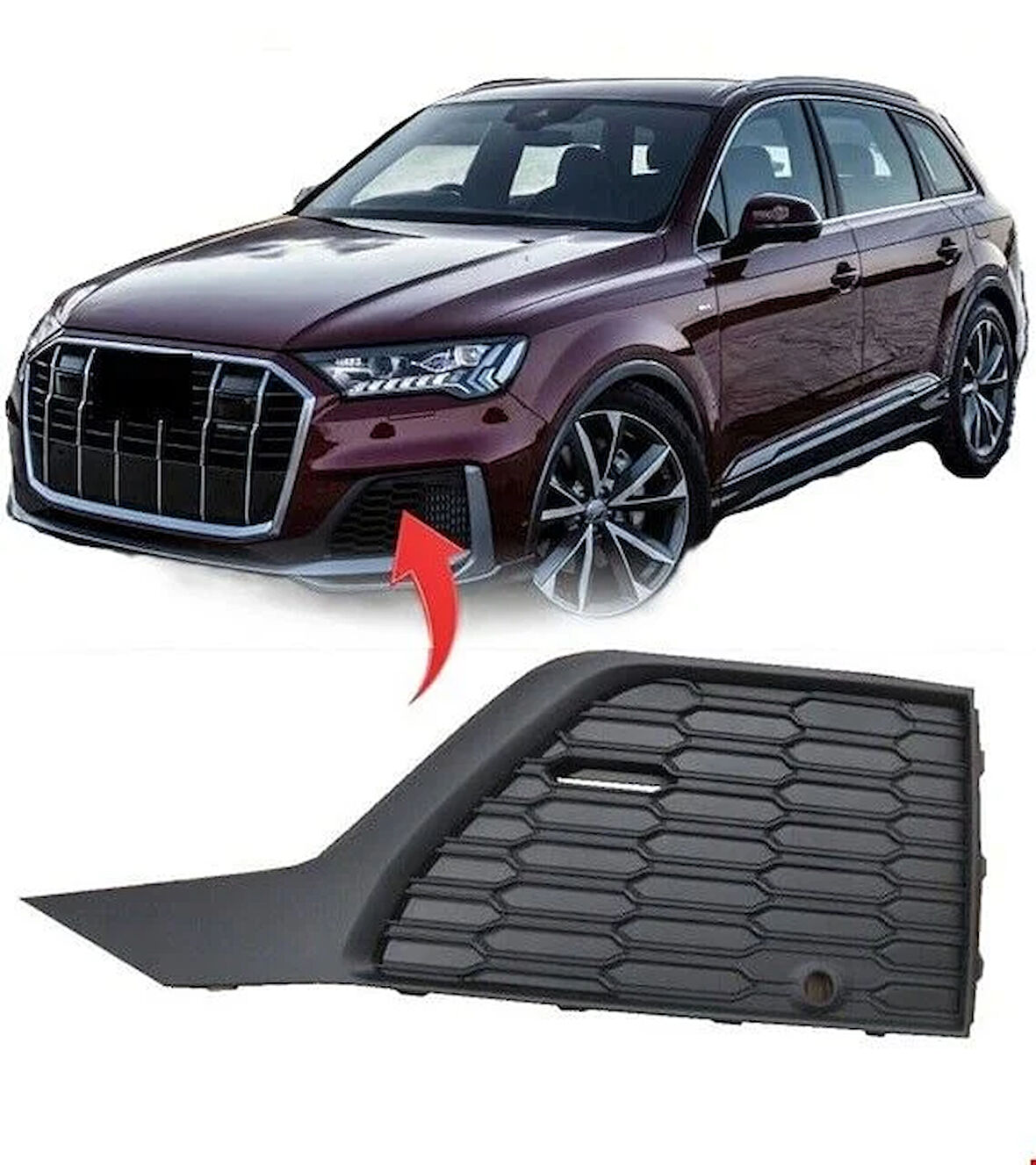 Audi Q7 Ön Tampon Izgarası Sol S-line 2020 Sonrası Uyumlu