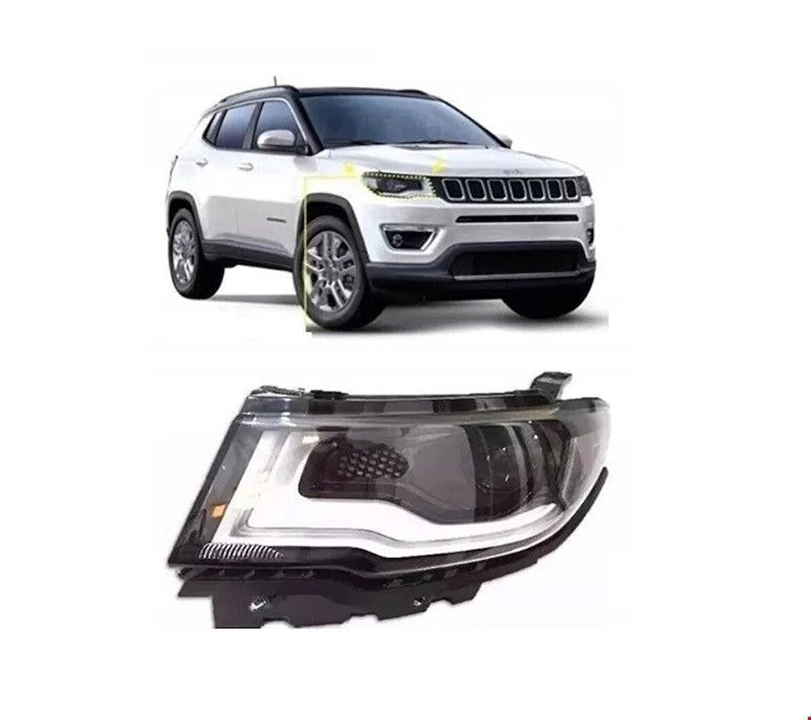 Jeep Compass Ön Far Sol (Halojen Mercekli) 2017 Sonrası Uyumlu