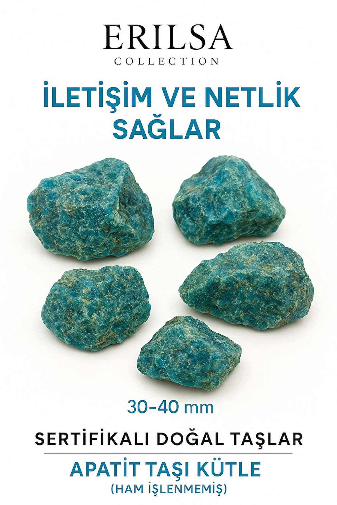 Sertifikalı Ham İşlenmemiş Apatit Taşı Kütle – El Taşı - Zihinsel Güç ve İlham Veren Doğal Enerji