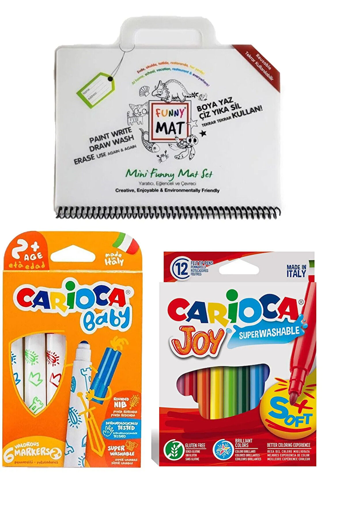 Akademi Çocuk Funny Mat Mini Ve Jumbo Baby 6'lı Keçeli Kalem Ve Joy 12'li Keçeli Kalem