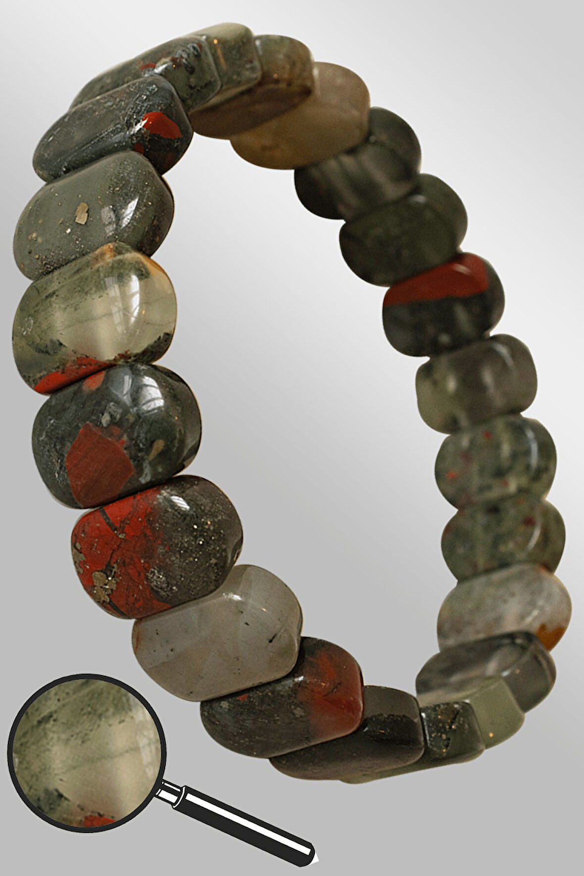 Sertifikalı Rolex Model AAA+ Gerçek Kan Taşı Bileklik (Heliotrop)