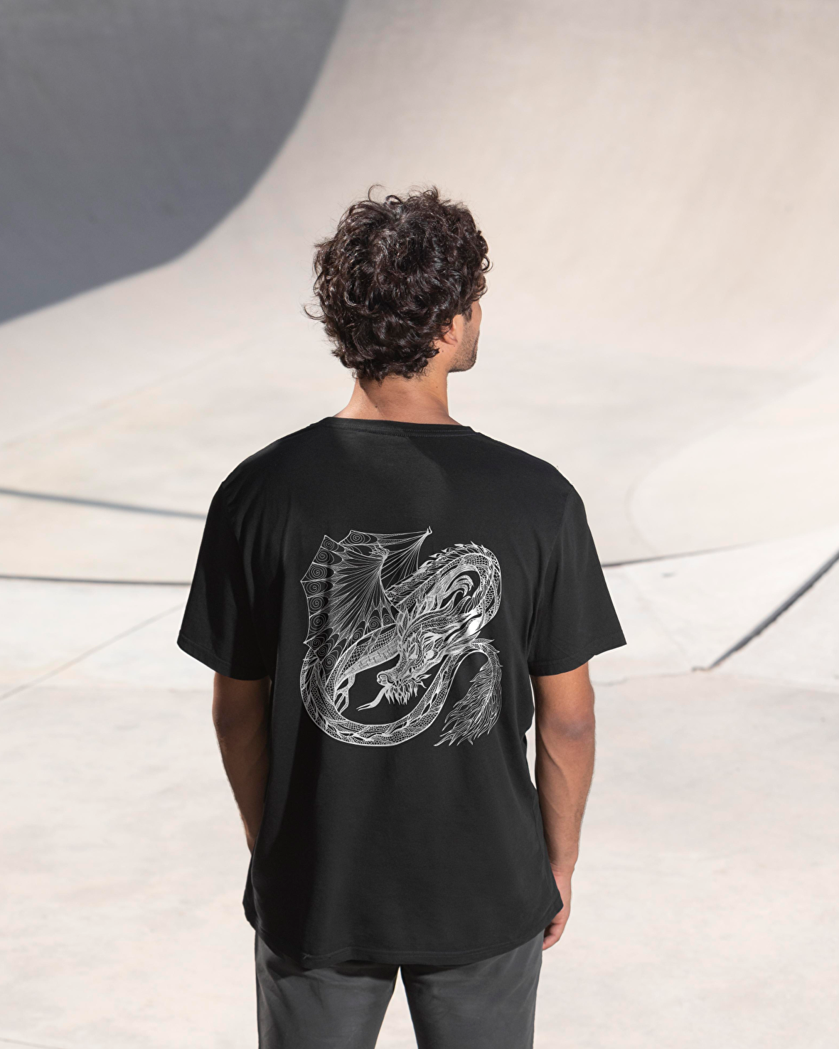 Dragon Baskılı Unisex Oversize T-Shirt
