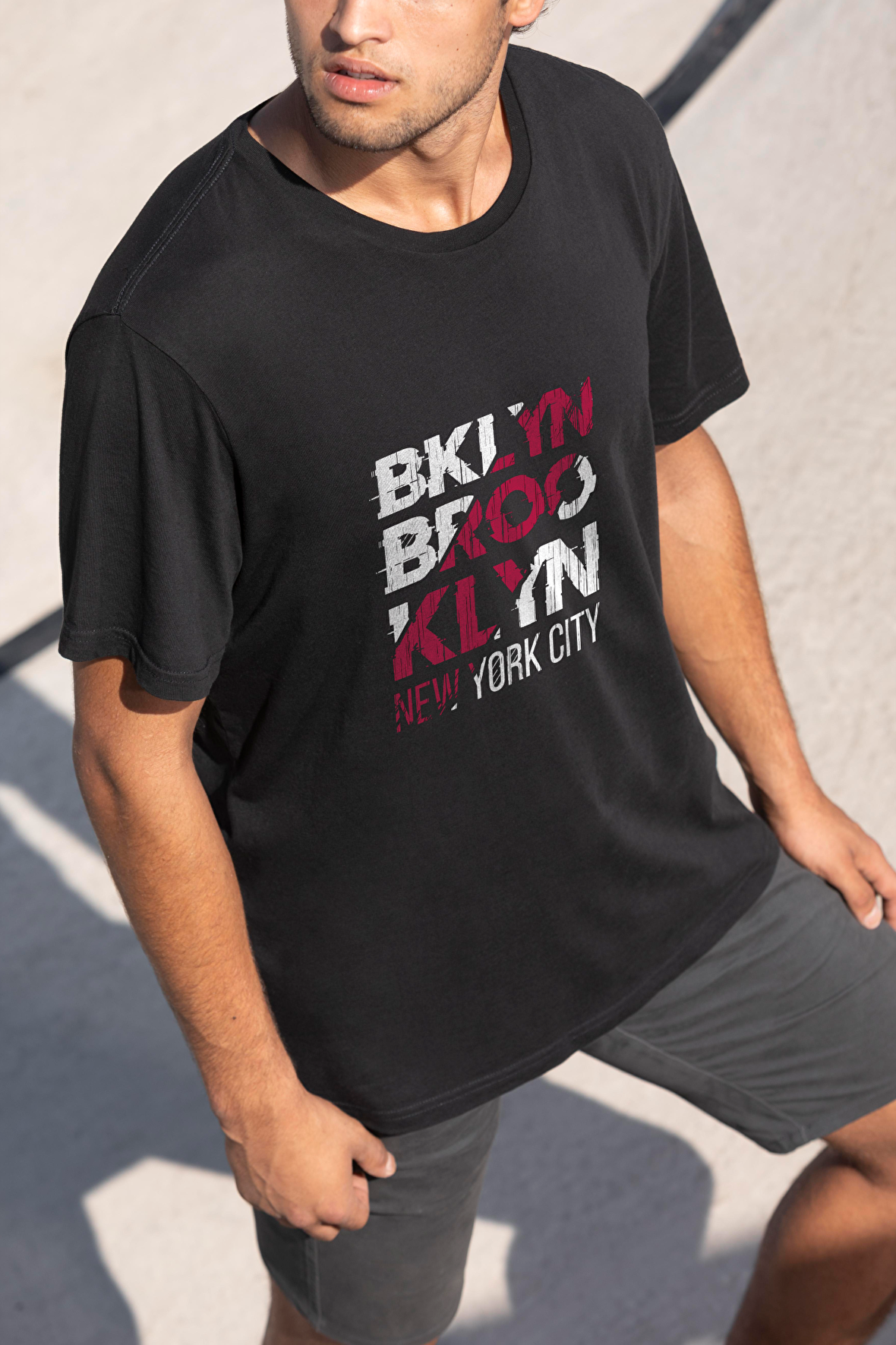 Brooklyn Baskılı Unisex Oversize T-Shirt