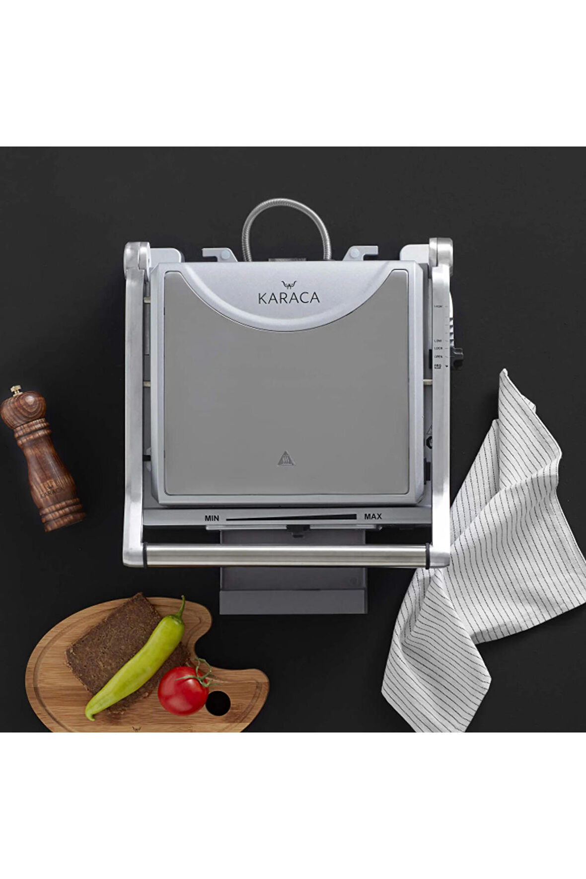 Karaca inox Paslanmaz Çelik Granit Izgara PREMIUM Tost Makinesi 2000W