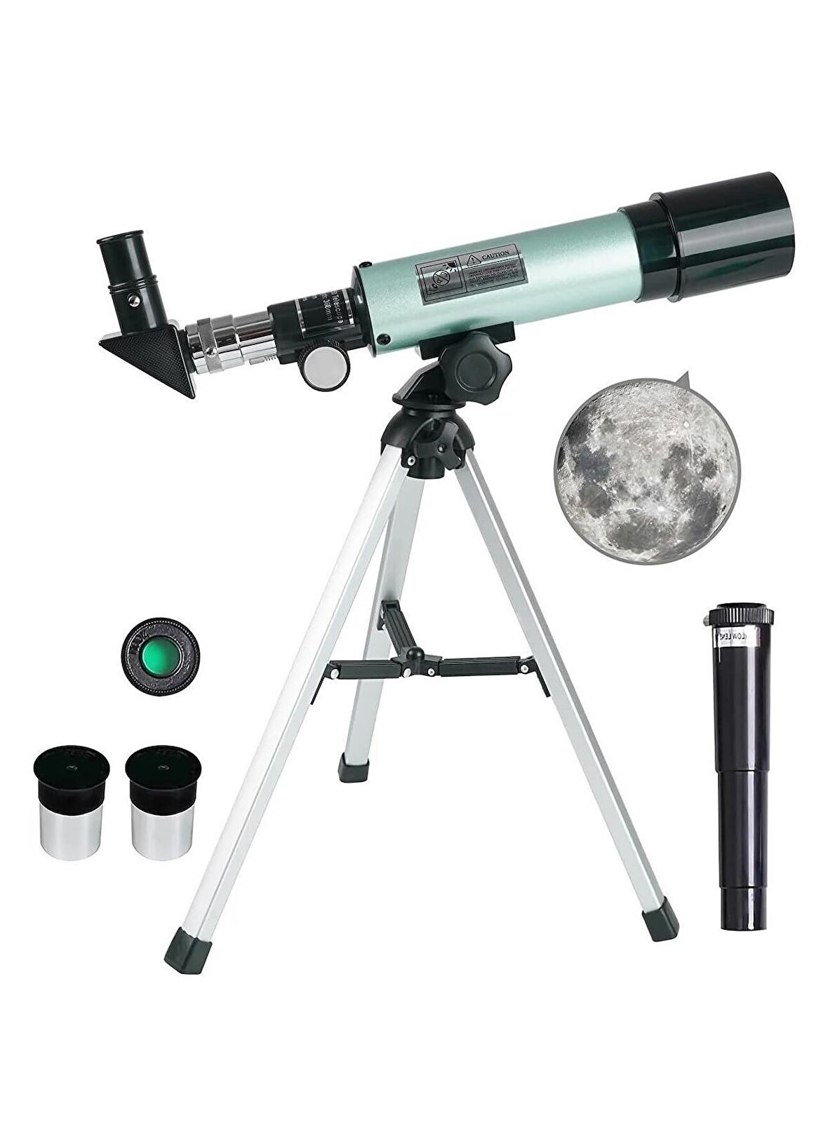 Teleskop 90 Kat Yakınlaştırma Uzay-Ay-Doğa Gözlem Teleskobu Tripod Dahil Taşınabilir Eğitim Teleskop