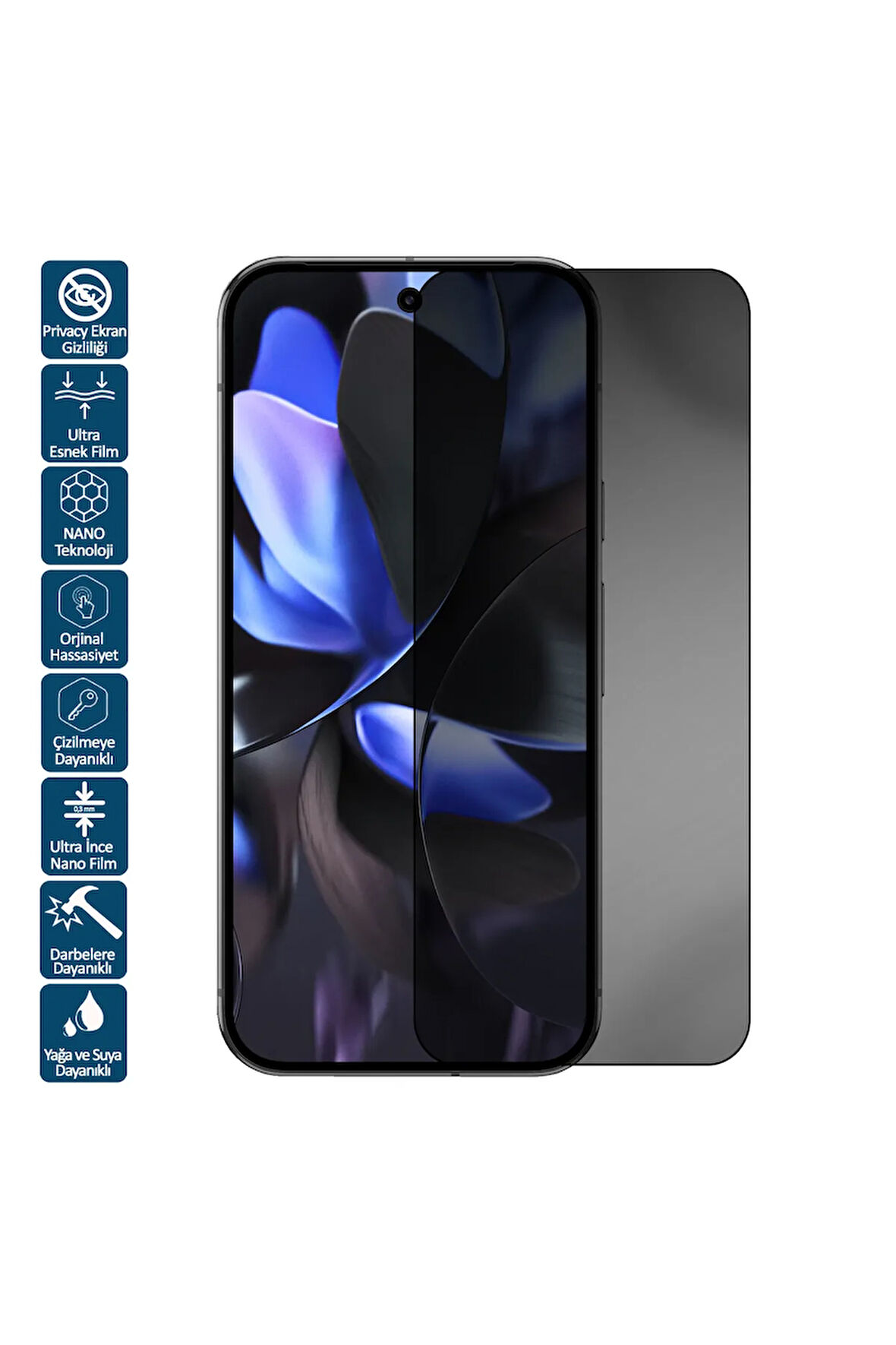 Google Pixel 9 Pro İçin Uyumlu Privacy Hayalet Ekran Koruyucu Film