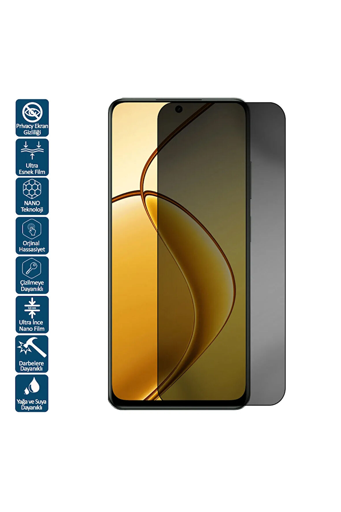 realme C65 İçin Uyumlu Privacy Hayalet Ekran Koruyucu Film