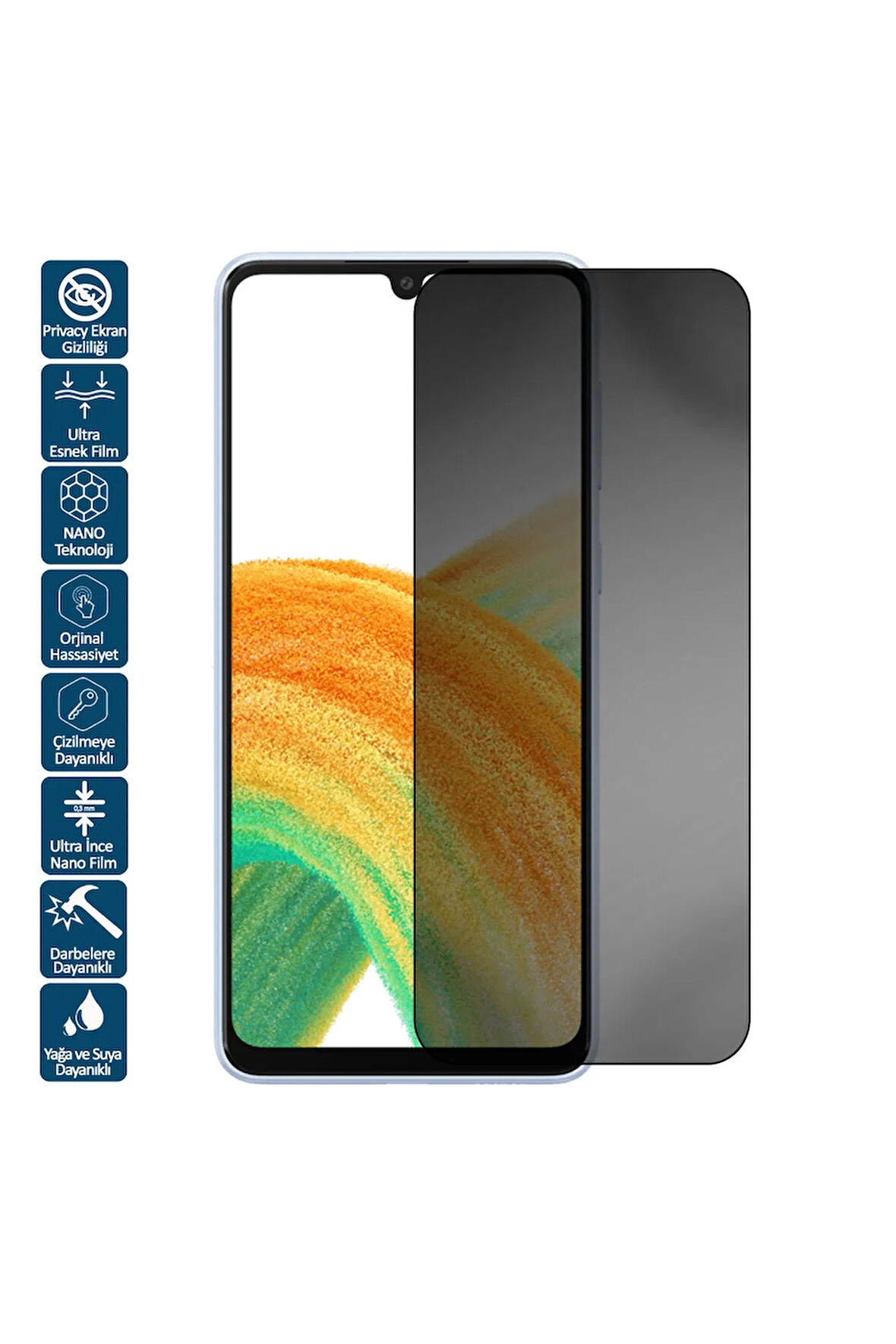Samsung Galaxy A33 İçin Uyumlu Privacy Hayalet Ekran Koruyucu Film