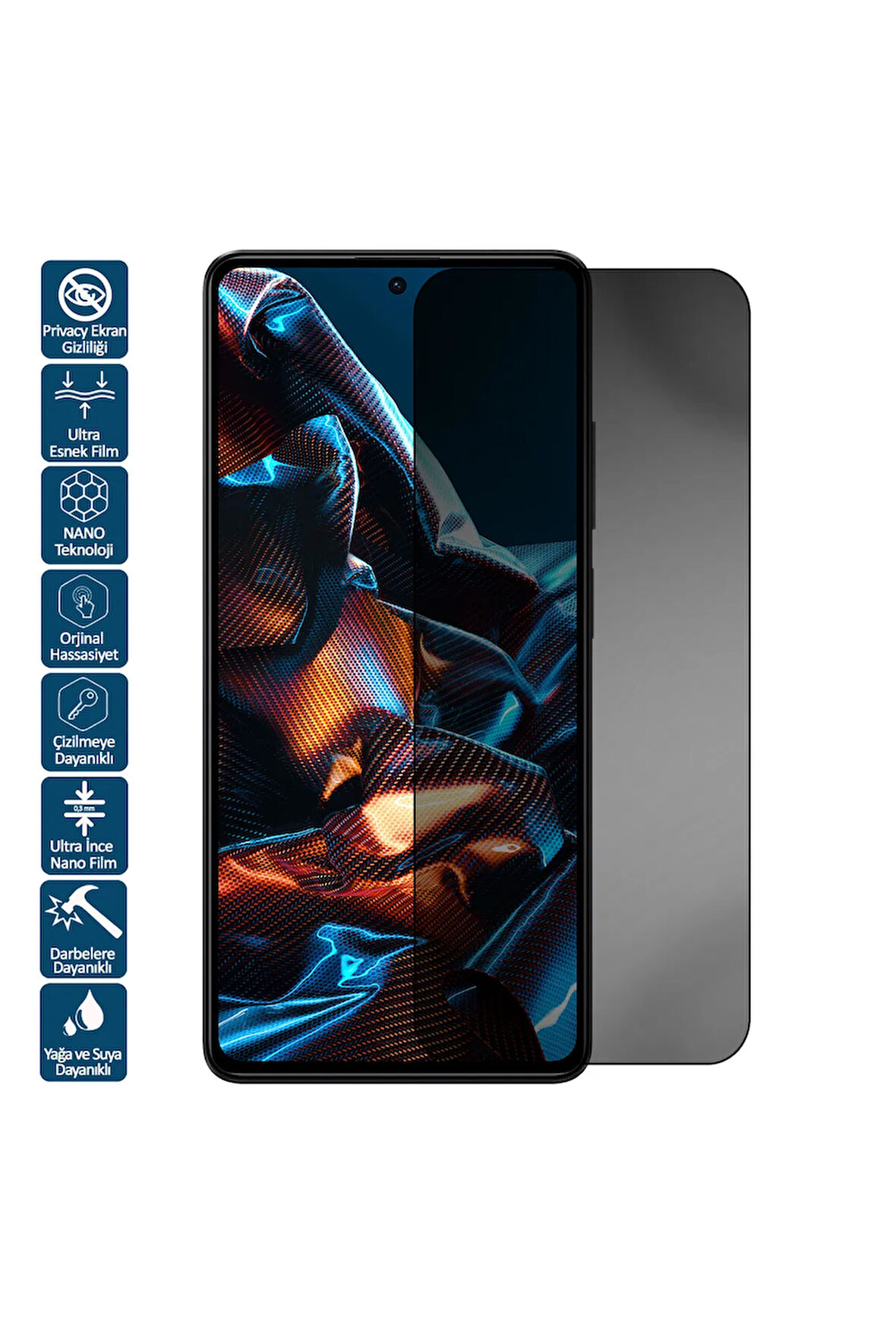 Poco X5 Pro İçin Uyumlu Privacy Hayalet Ekran Koruyucu Film