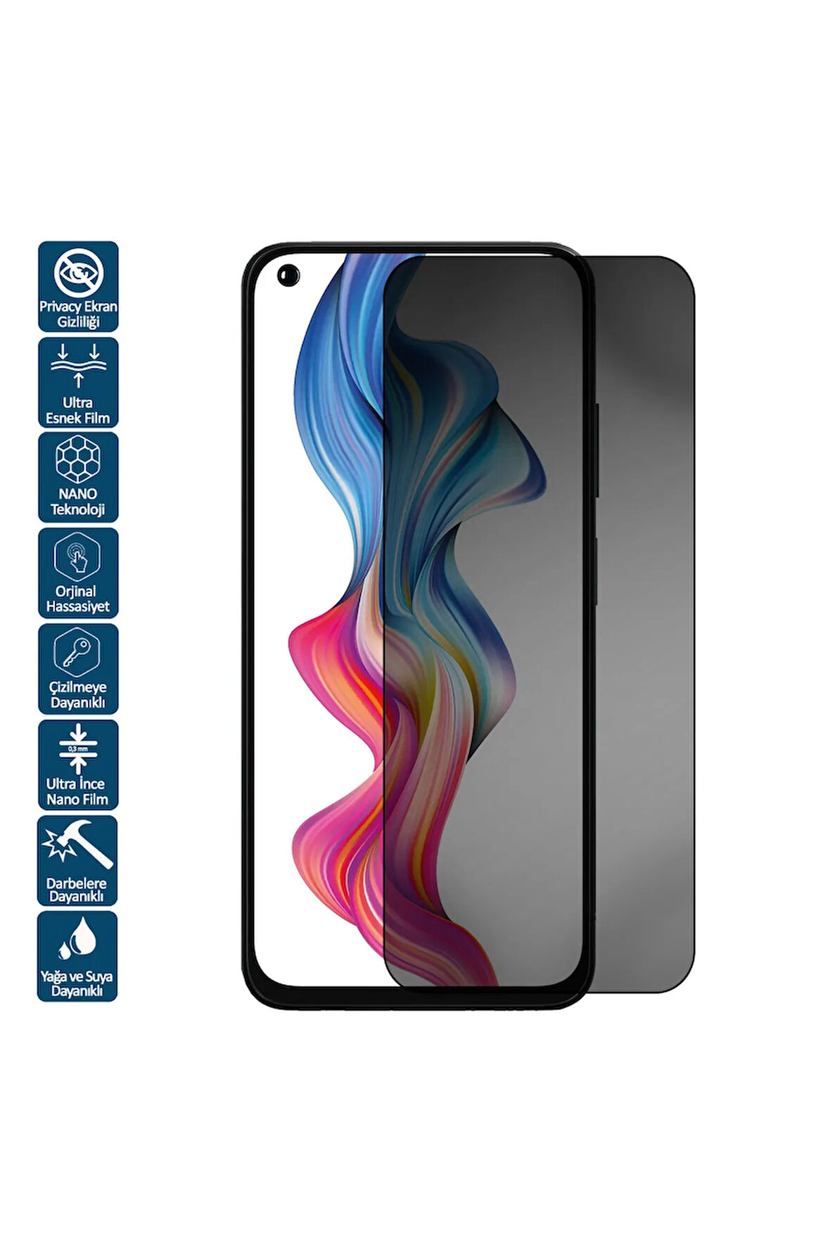 Genaral Mobile Gm 21 G310 Uyumlu Privacy Hayalet Cam Ekran Koruyucu