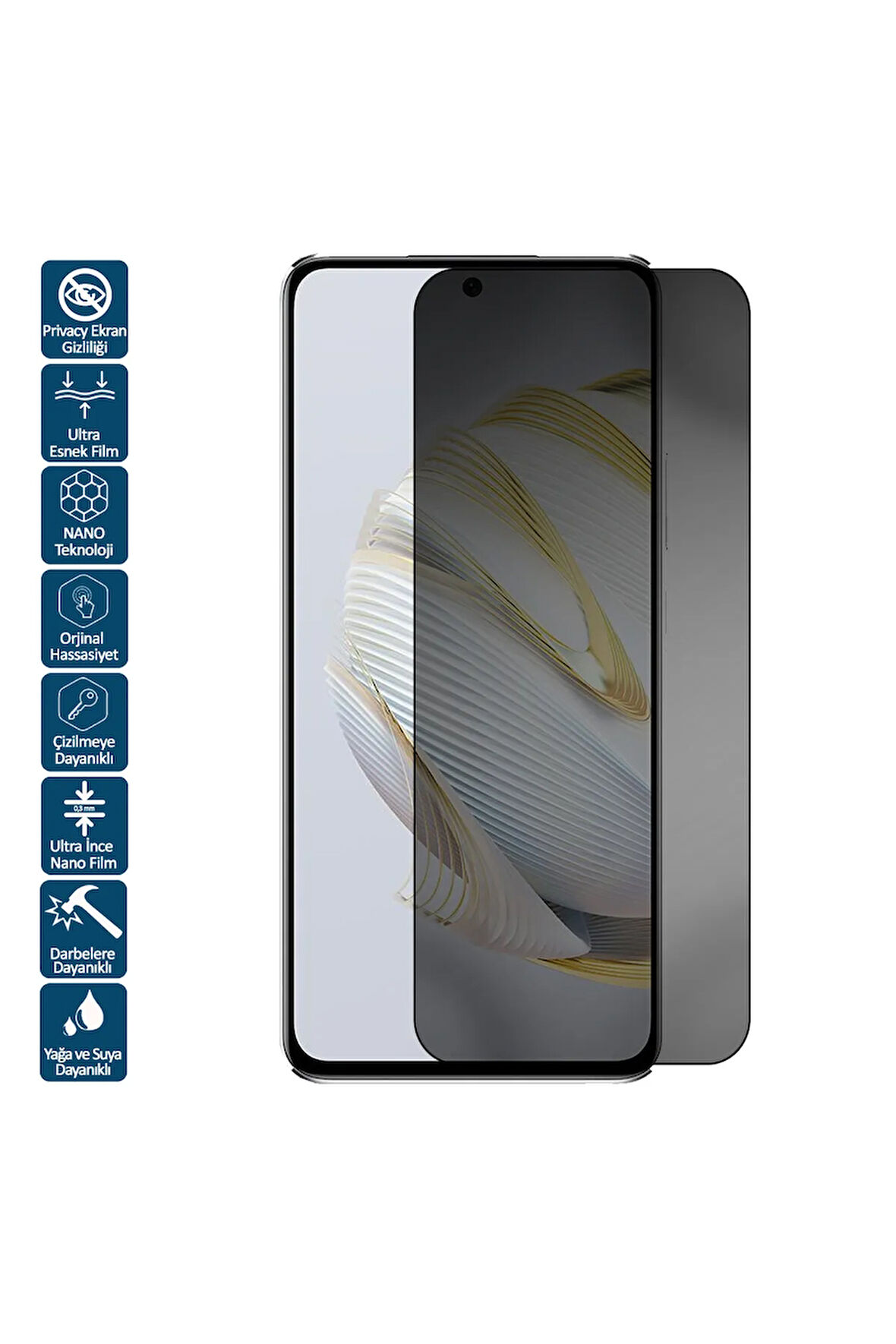 Huawei Nova 10 Pro İçin Uyumlu Privacy Hayalet Nano Ekran Koruyucu Film