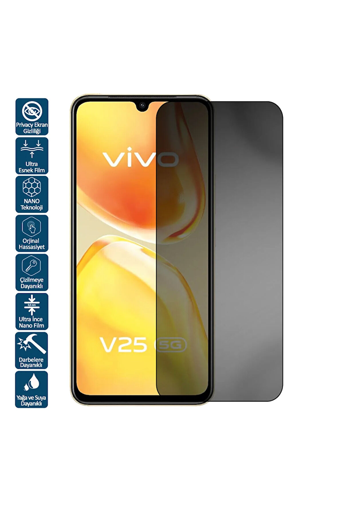 Vivo V25 İçin Uyumlu Privacy Hayalet Ekran Koruyucu Film