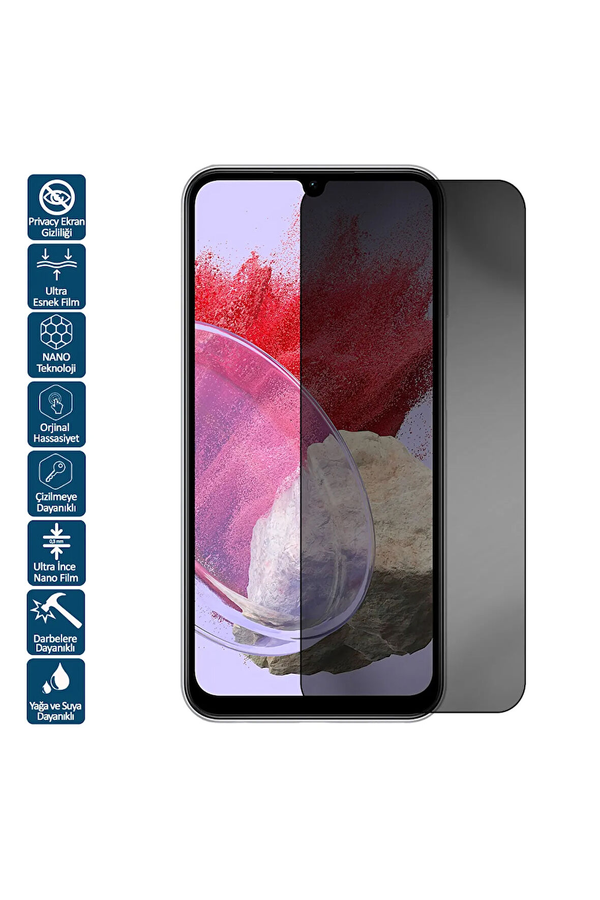 Samsung Galaxy M34 İçin Uyumlu Privacy Hayalet Nano Ekran Koruyucu Film