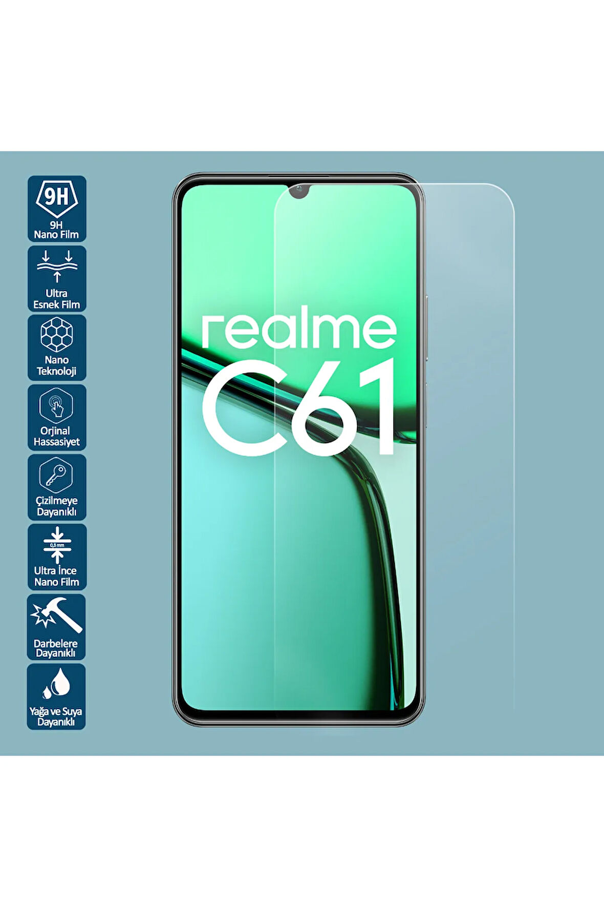 Realme C61 İçin Uyumlu Nano Ekran Koruyucu Film