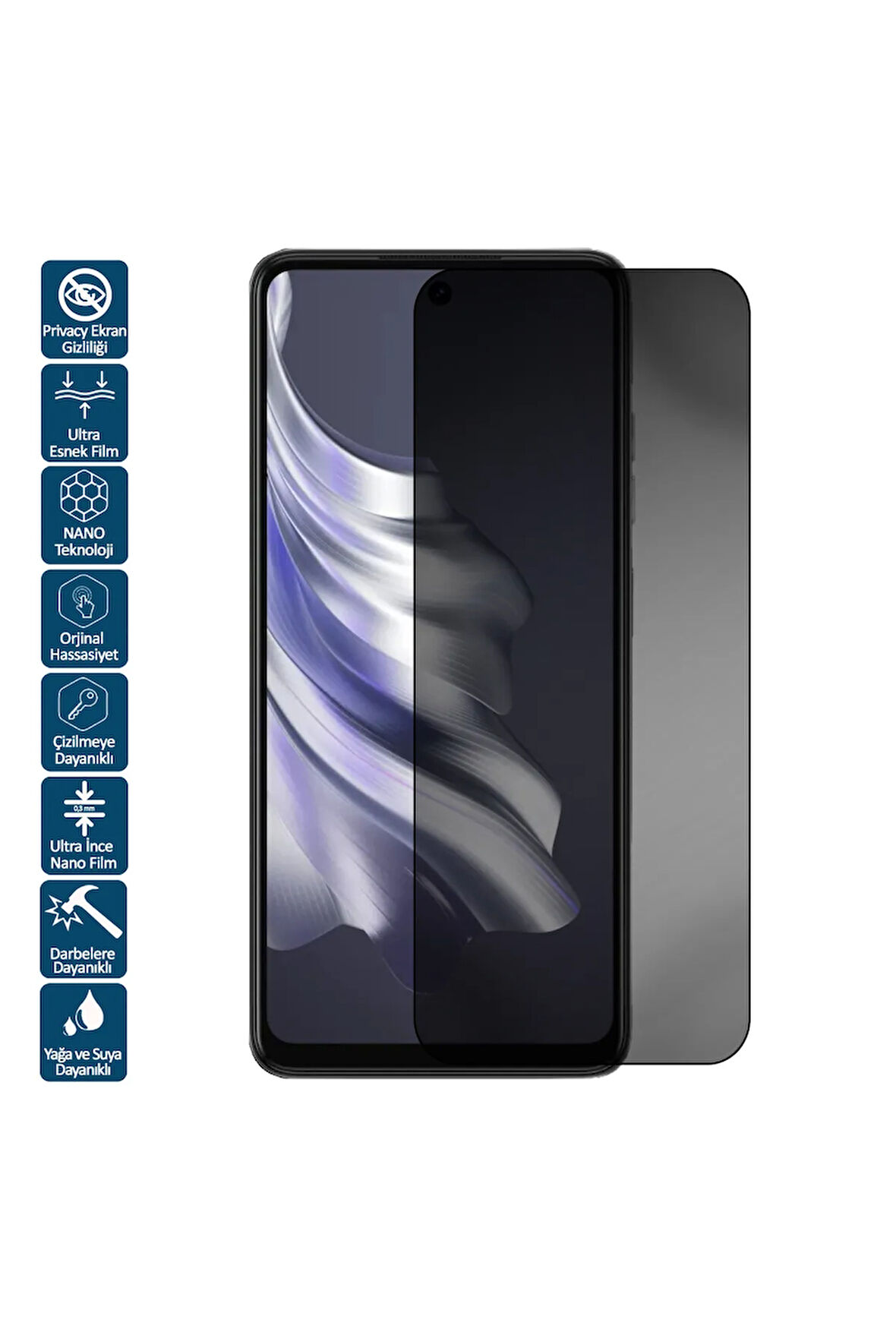 Tecno Spark 20 Pro İçin Uyumlu Privacy Hayalet Ekran Koruyucu Film