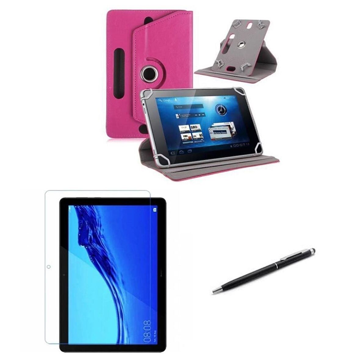 Sunny SN7016 7" Standlı Tablet Kılıfı+Nano Kırılmaz Ekran Koruyucu+Dokunmatik Kalem