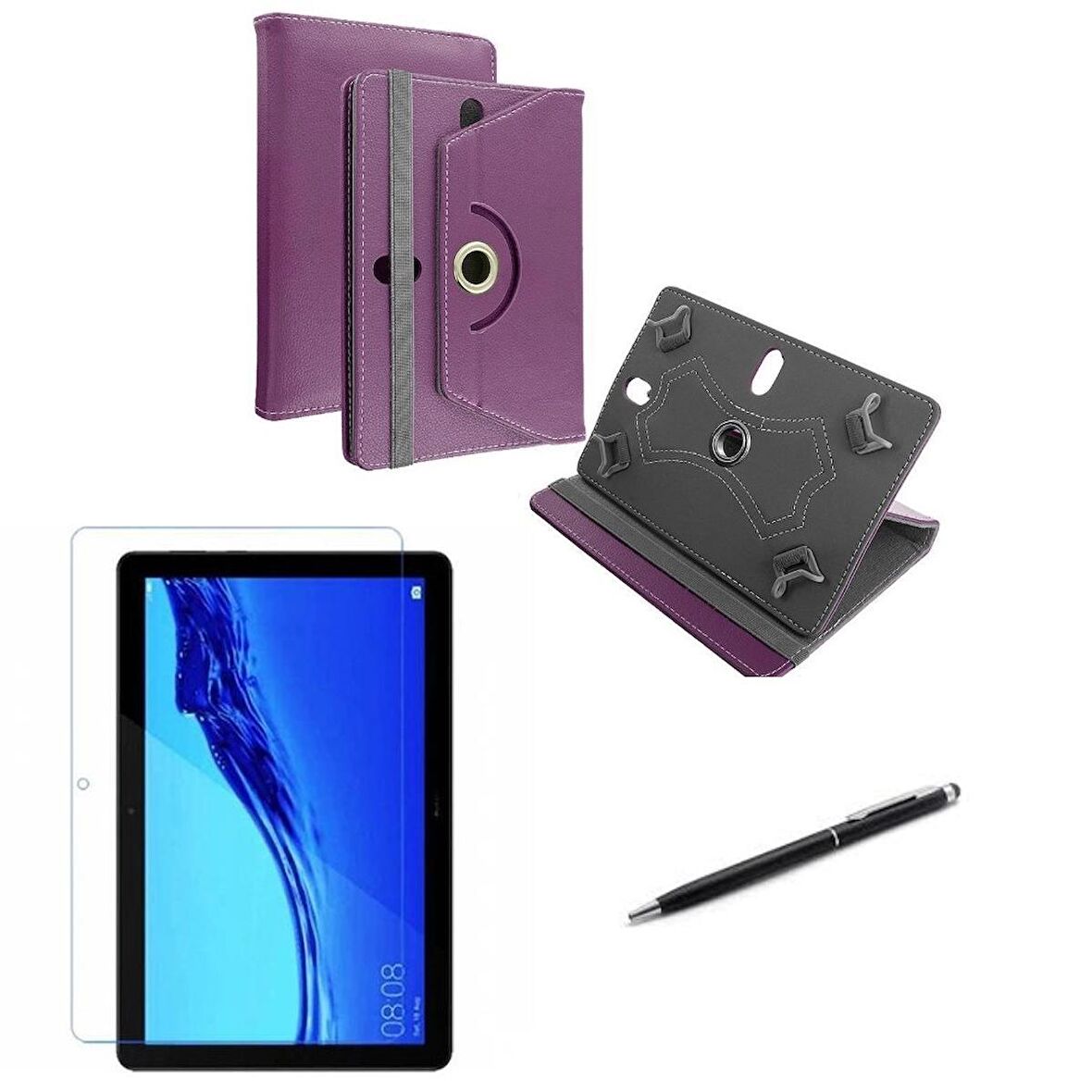 TCL Tab 7 LITE  7"  Uyumlu Üniversal Dönerli Standlı Tablet Kılıfı +Dokunmatik Tablet Kalemi Hediye