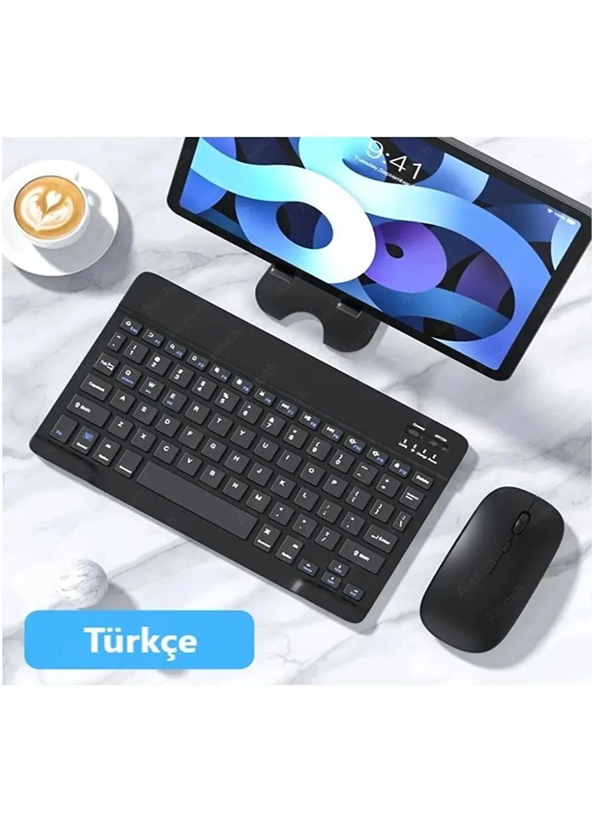 Hometech Alfa 10BT Tablet İçin Uyumlu Slim Şarjlı Türkçe Bluetooth Klavye ve Mouse Seti