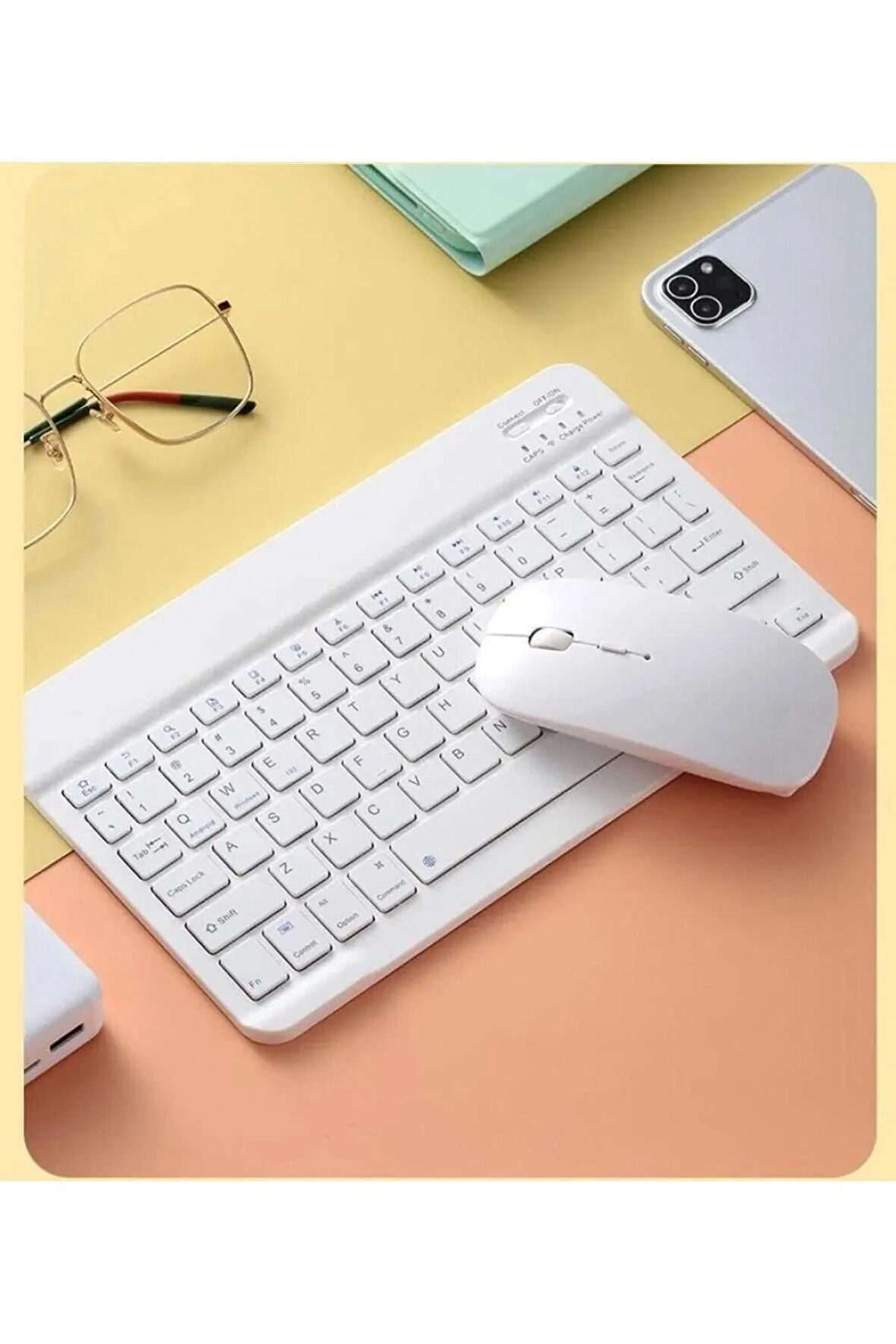 Hometech ALFA 7 PREMİUM PRO Tablet İçin Uyumlu Slim Şarjlı Türkçe Bluetooth Klavye ve Mouse Seti