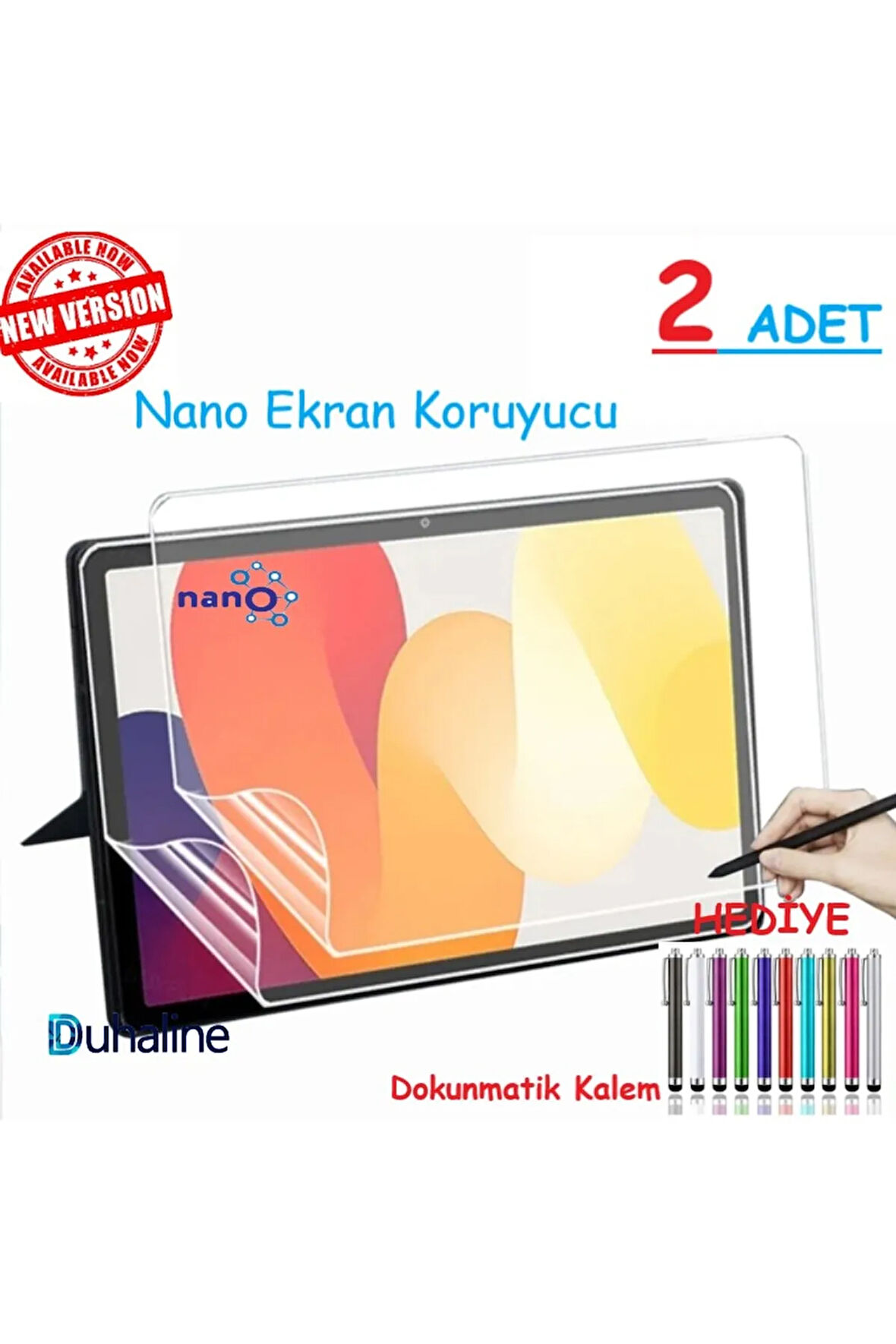 2 ADET Xiaomi Redmi Pad SE 11" Tablet Tam Uyumlu Ekran Koruyucu Şeffaf Cam Nano HD Esnek Kırılmaz