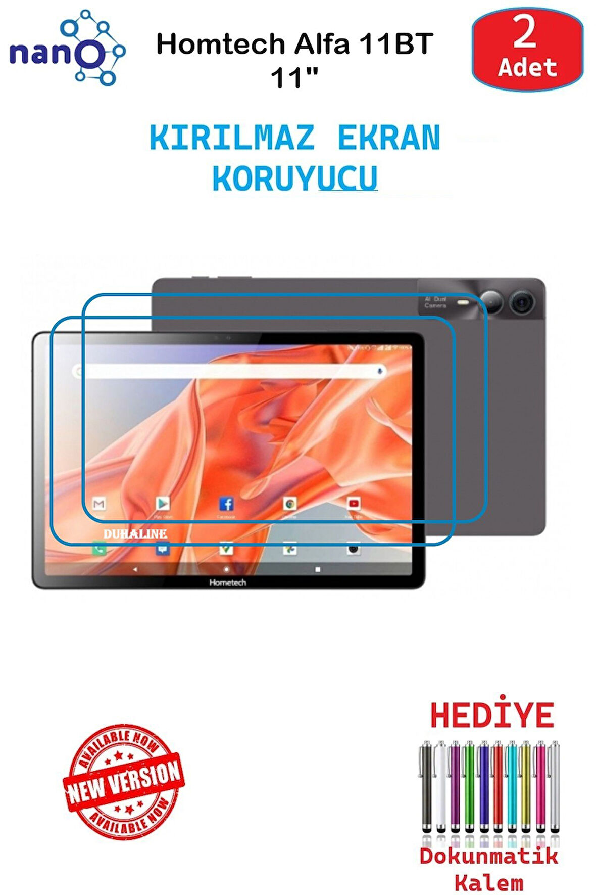 Homtech Alfa 11BT 10.9" İçin Nano Ekran Koruyucu 9h Esnek 2 ADET