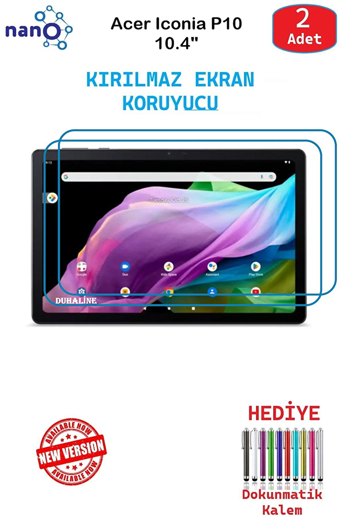 Acer Iconia P10 10.4" İçin Nano Ekran Koruyucu 9h Esnek 2 ADET