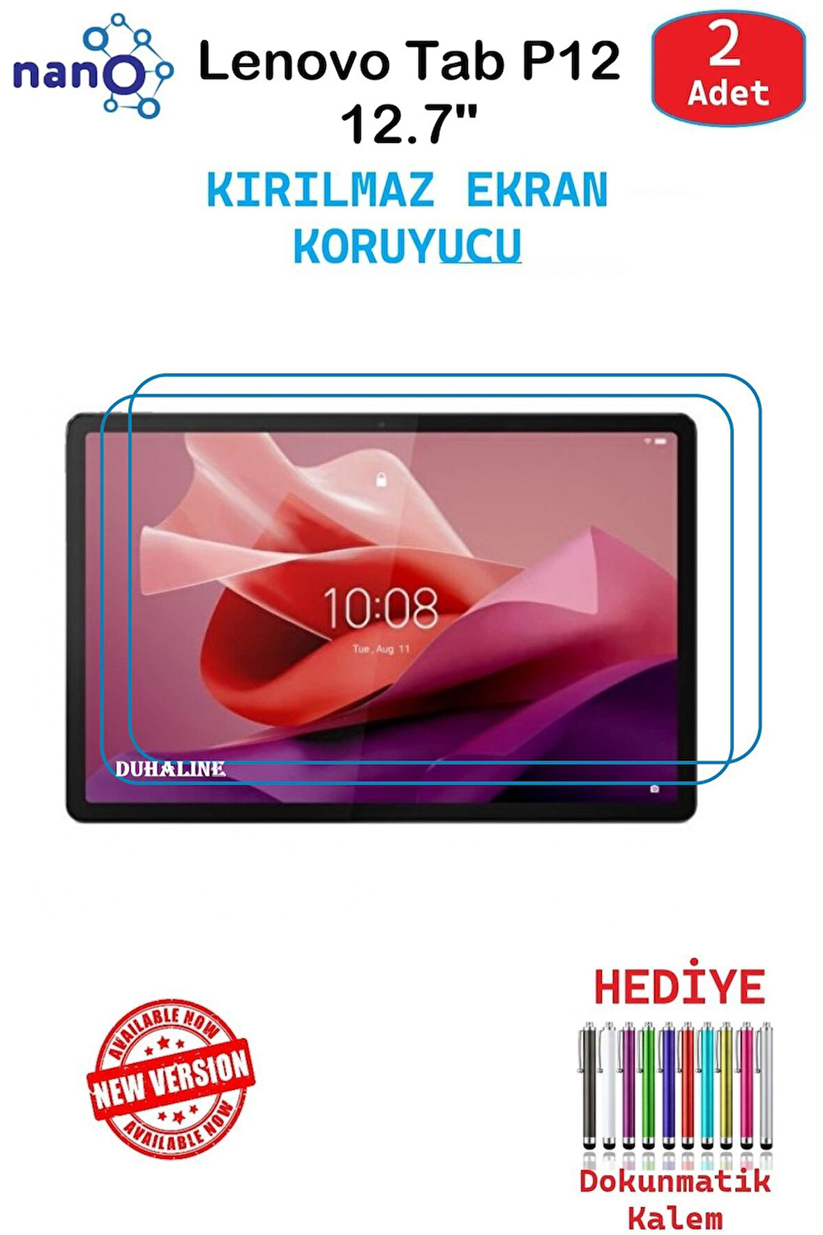 Lenovo Tab P12 12.7" İçin Nano Ekran Koruyucu 9h Esnek 2 ADET