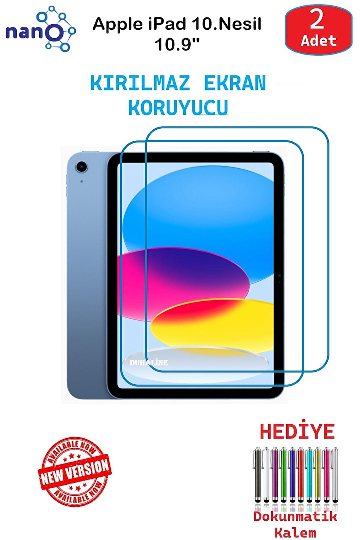 Apple iPad 10.Nesil 10.9" İçin Nano Ekran Koruyucu 9h Esnek 2 ADET