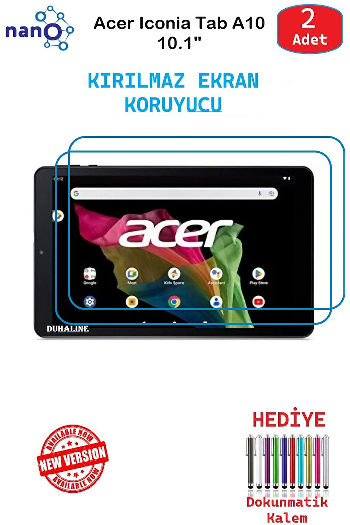 Acer Iconia Tab A10 10.1" İçin Nano Ekran Koruyucu 9h Esnek 2 ADET