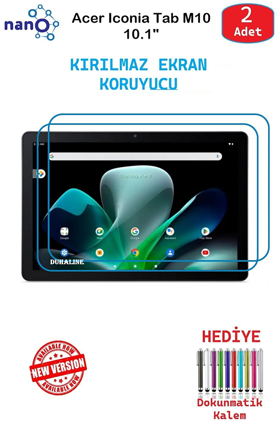 Acer Iconia Tab M10 10.1" İçin Nano Ekran Koruyucu 9h Esnek 2 ADET