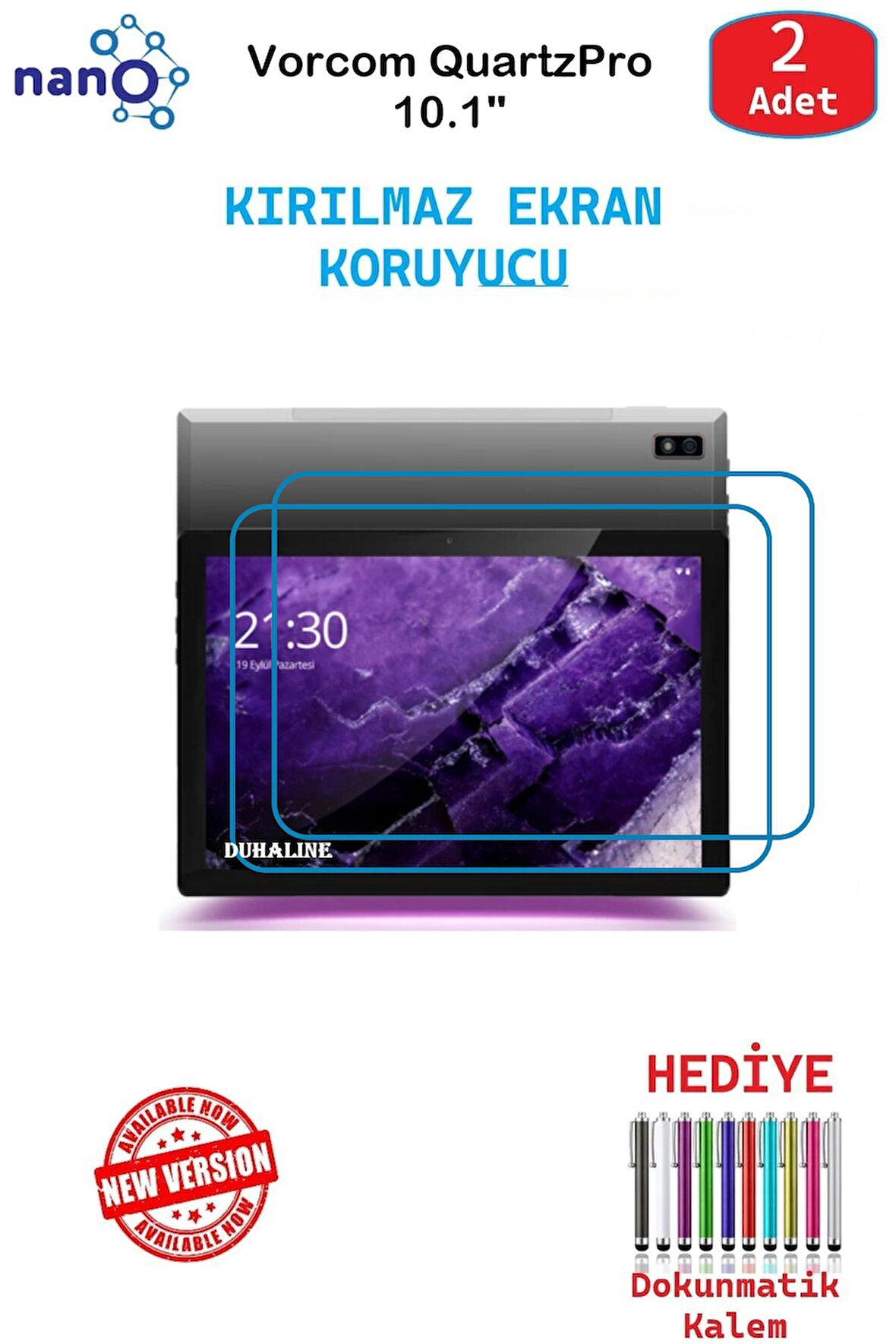 Vorcom QuartzPro 10.1" İçin Nano Ekran Koruyucu 9h Esnek 2 ADET