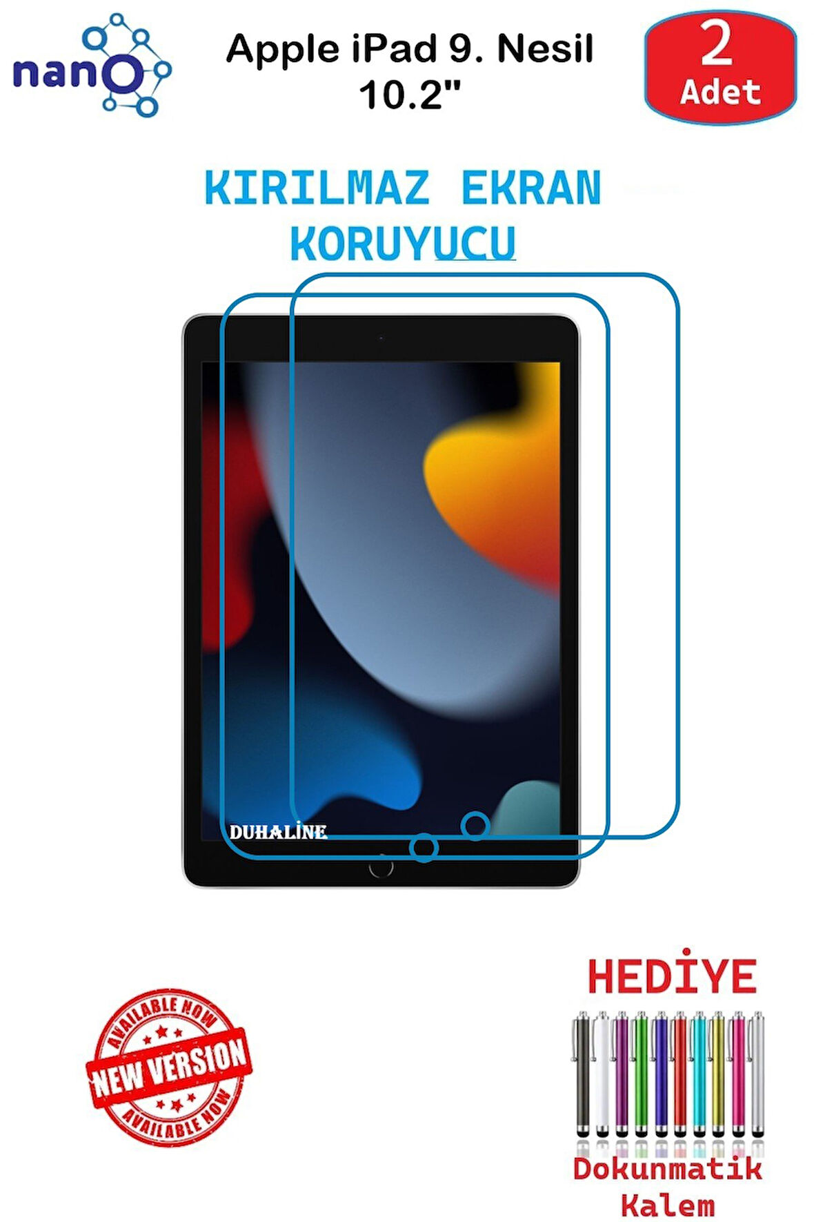 Apple iPad 9.Nesil 10.2" İçin Nano Ekran Koruyucu 9h Esnek 2 ADET